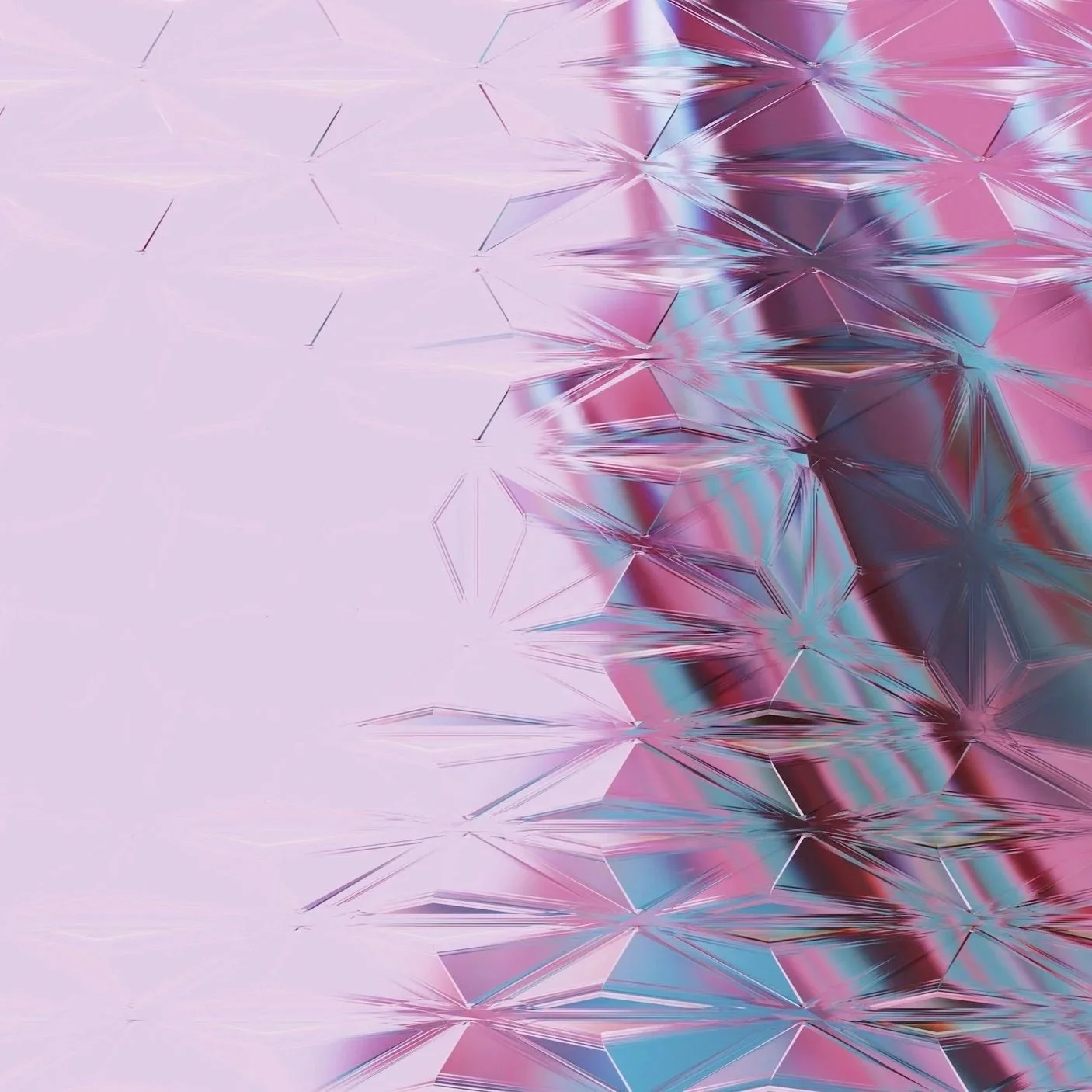 Abstract crystalline pattern in pink, blue and violet tones