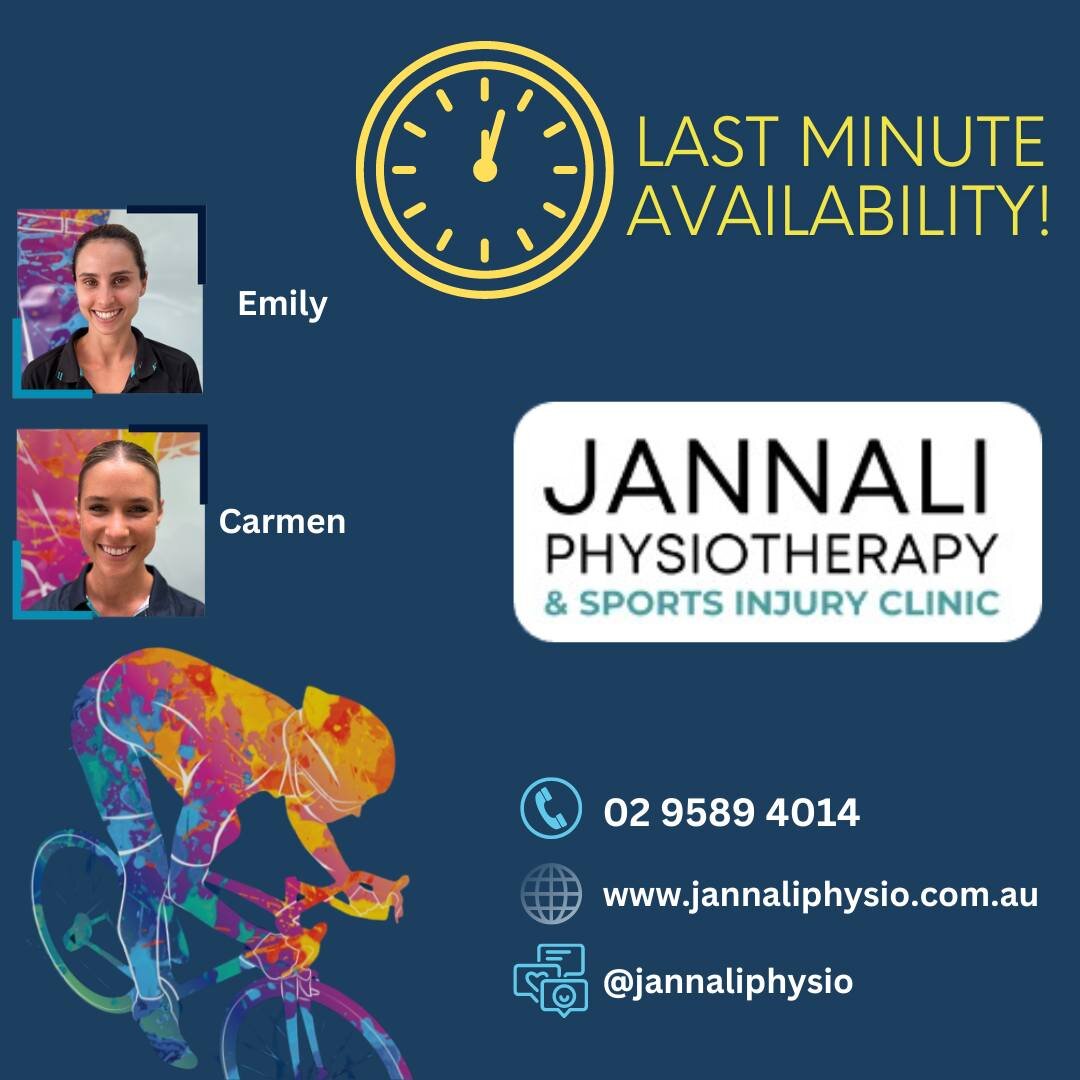 On this lovely sunny day in Jannali, we have had some last minute cancellations, meaning that the very talented Emily &amp; Carmen have some appointments available this afternoon! Make today the day to get any of those pesky aches and pains looked at