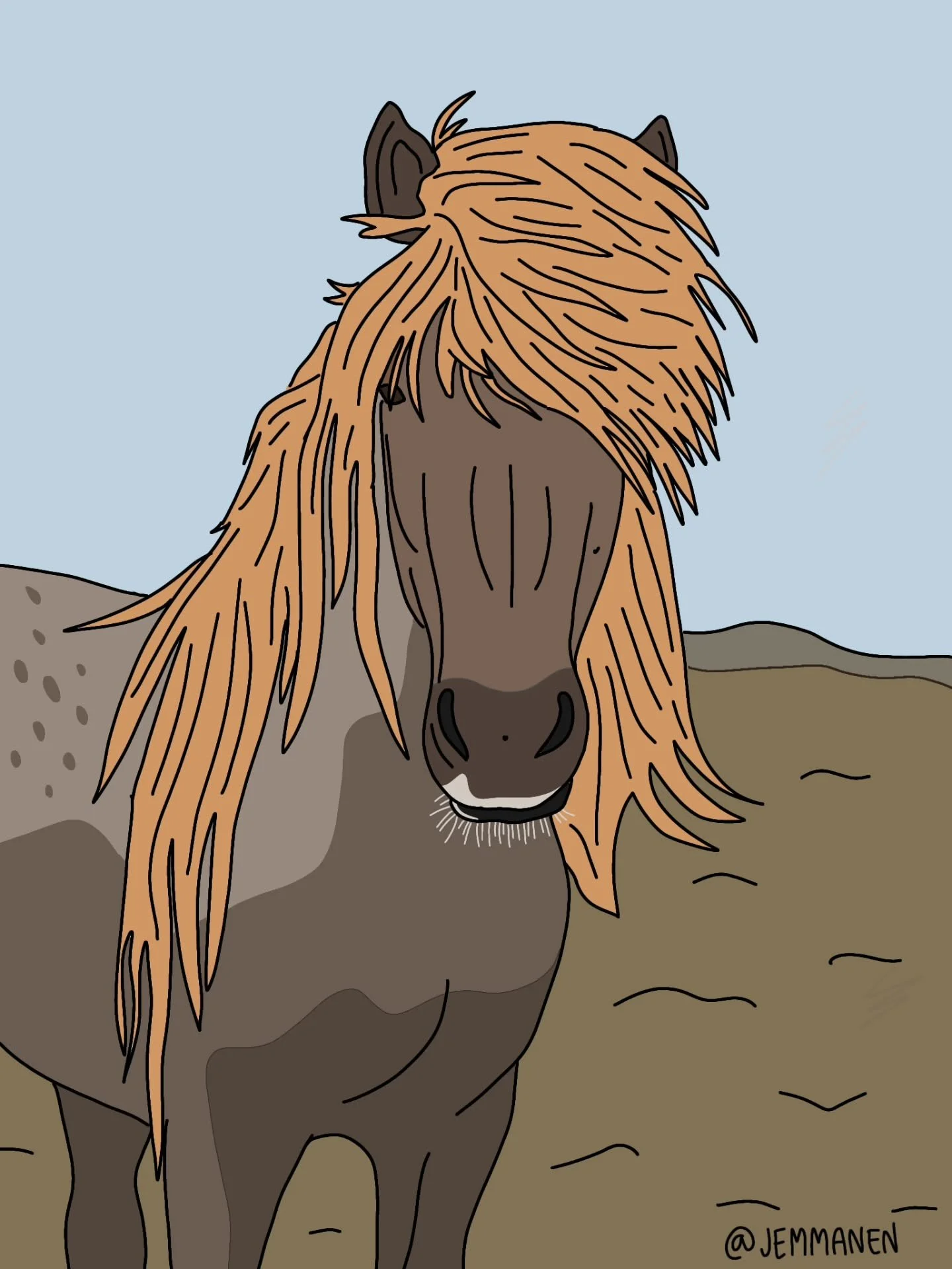 Jos tulihevosen vuosi ois hevonen, niin se ois satavarmasti issikka. 🐴🙂&zwj;↕️❤️&zwj;🔥

#tulihevosenvuosi #islanninhevonen #piirros