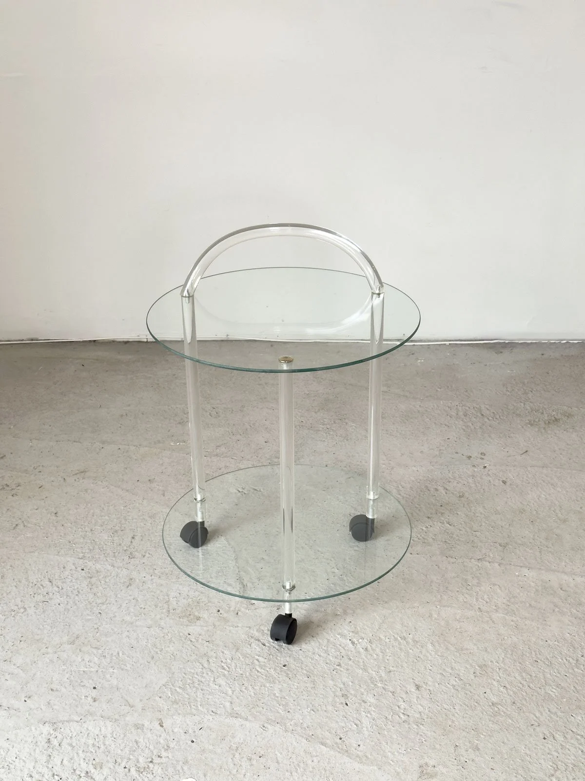 1980s Two-Tier Lucite & Glass Drinks Trolley on Castors - Department