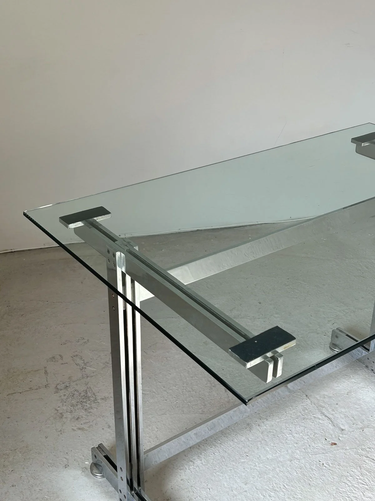 1970s Italian Chrome & Glass Desk by Velca Legnano, Milan - Department