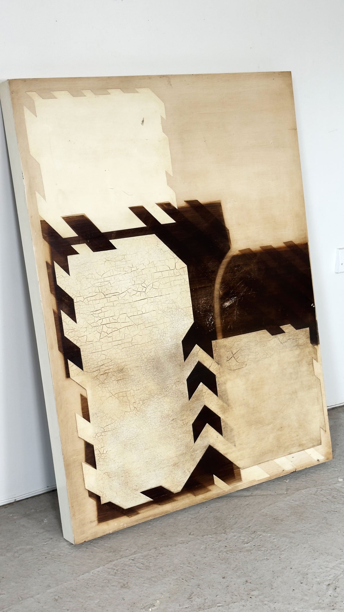 Large Contemporary Mixed-Media Artwork on Board, Abstract Geometric Composition - Department