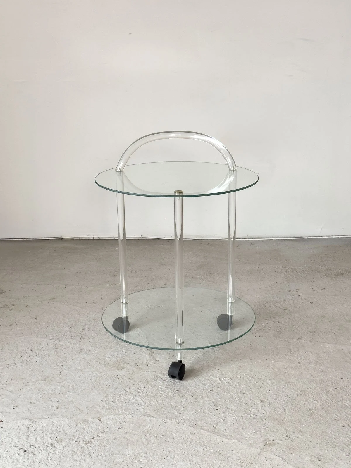 1980s Two-Tier Lucite & Glass Drinks Trolley on Castors - Department