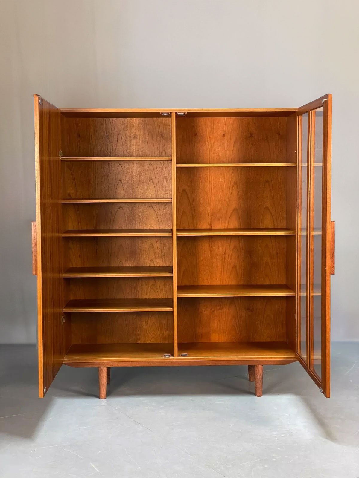 IB Kofod-Larsen Teak & Glass Shelving Unit for Faarup, Denmark, 1960s - Department
