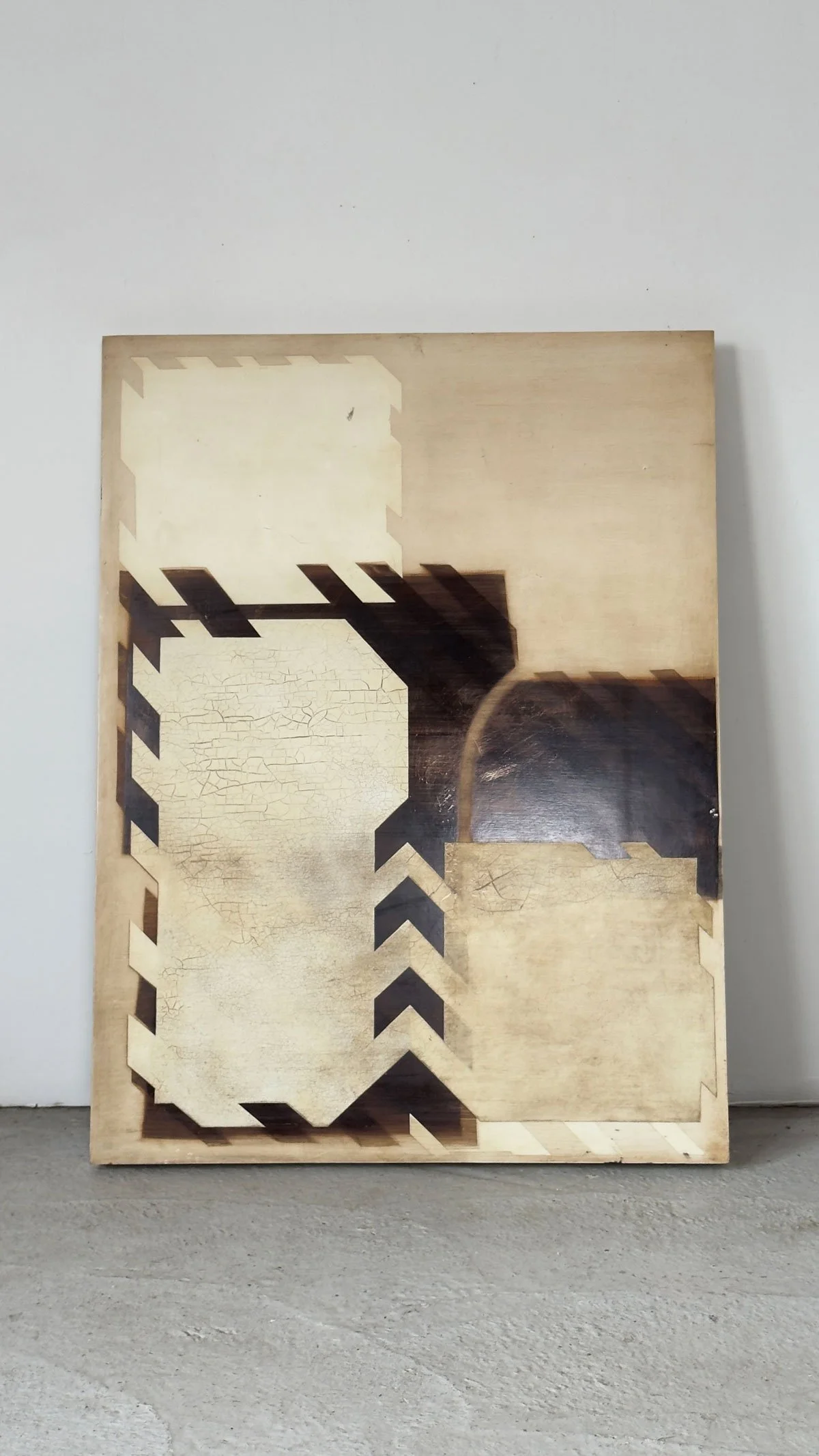 Large Contemporary Mixed-Media Artwork on Board, Abstract Geometric Composition - Department