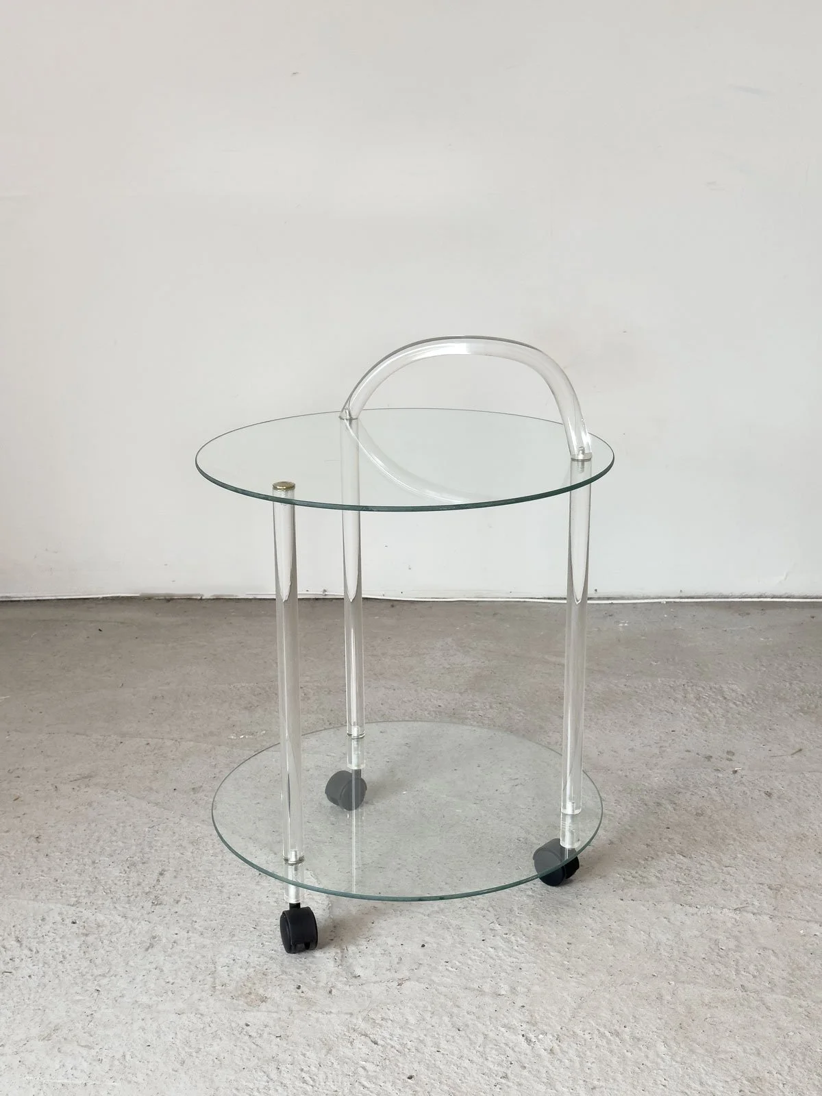 1980s Two-Tier Lucite & Glass Drinks Trolley on Castors - Department