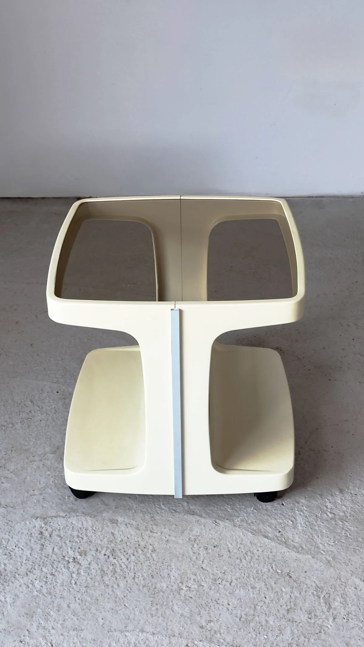 Marc Held, Cream Smoked Glass Coffee Table / Drinks Trolley, c.1960s - Department