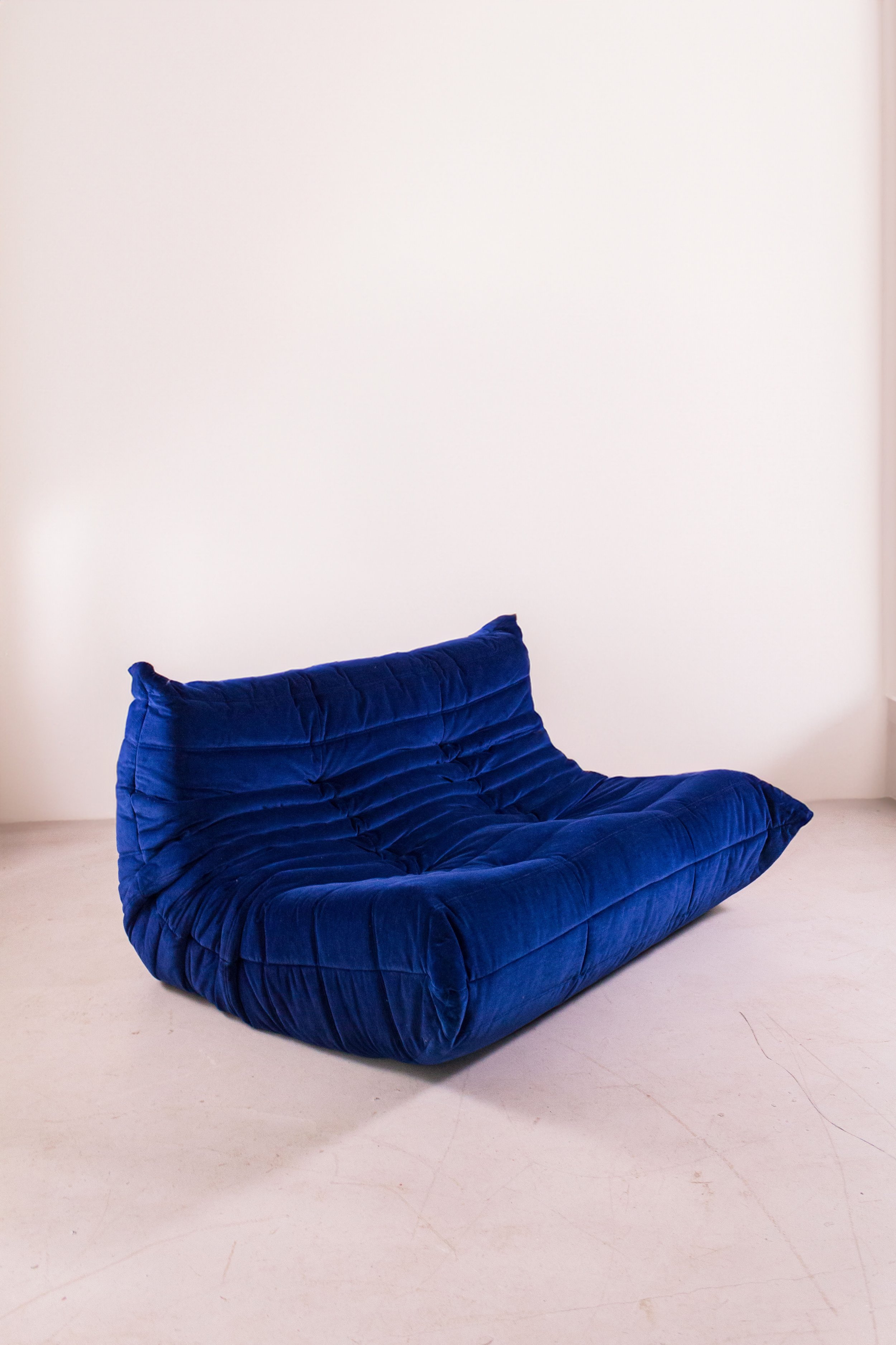 Ligne Roset Two Seater Togo Sofa in Royal Navy Velvet - Department
