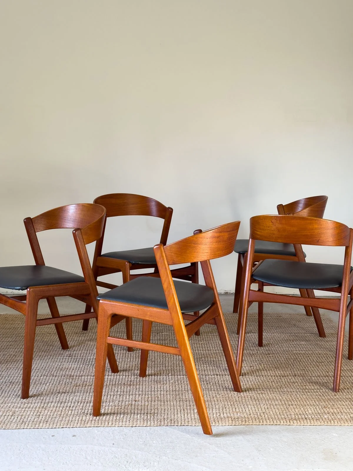 “Full set of six Danish teak dining chairs by Erik Kirkegaard, Denmark 1960s”