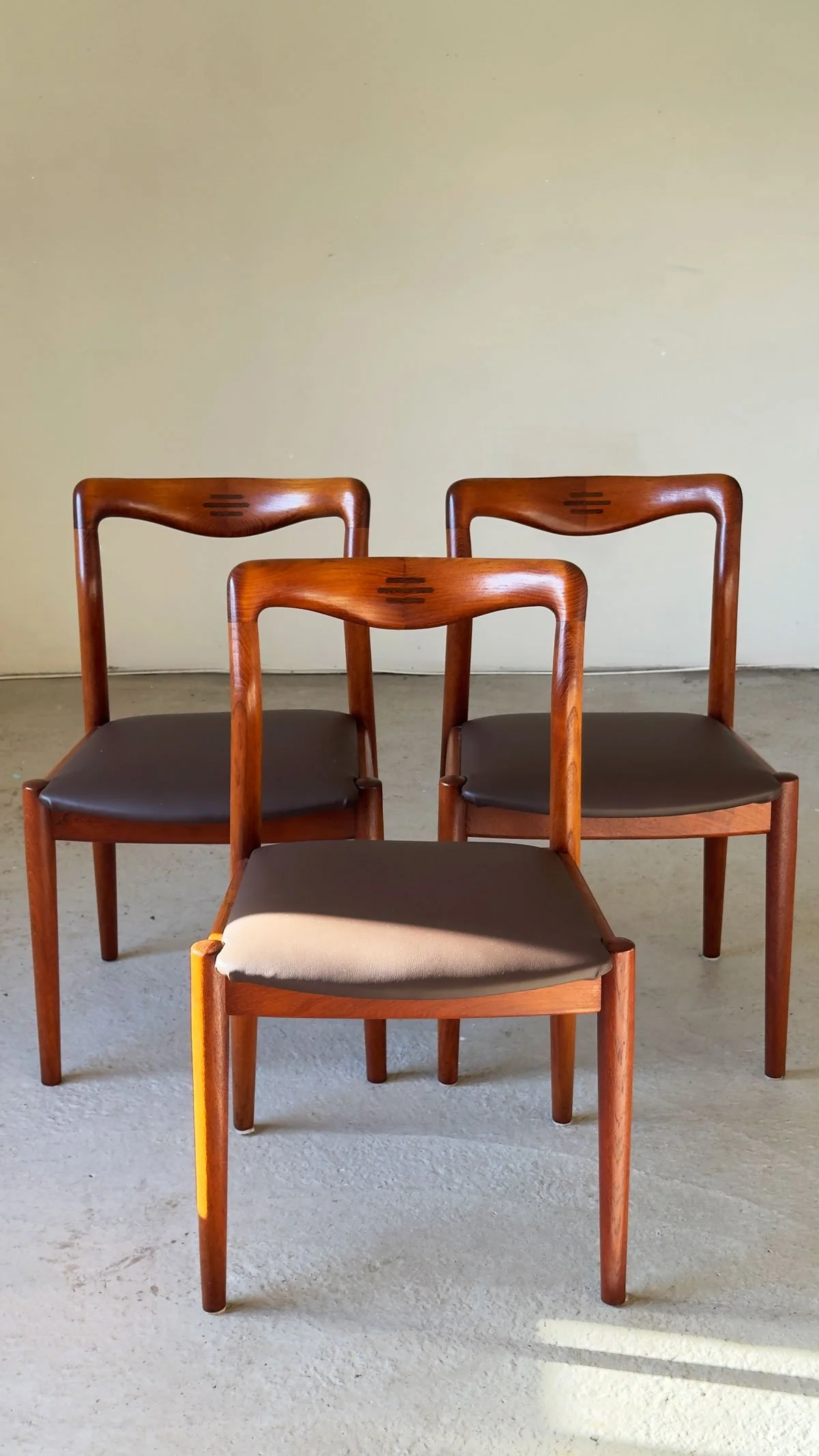 Rare Set of 6 Henry Walter Klein Teak Dining Chairs – Rosewood Joint Detail, Newly Upholstered - Department
