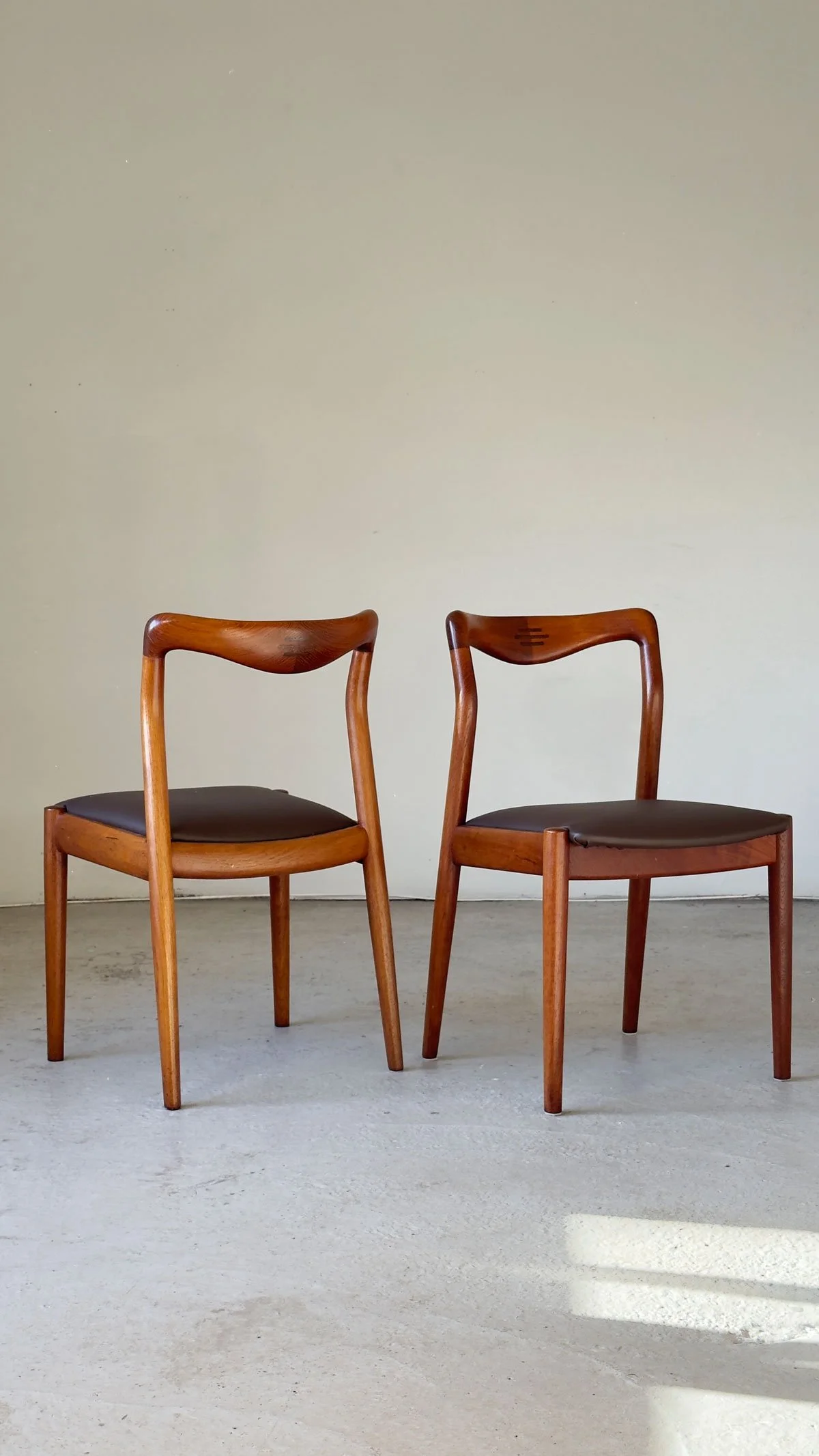 Rare Set of 6 Henry Walter Klein Teak Dining Chairs – Rosewood Joint Detail, Newly Upholstered - Department