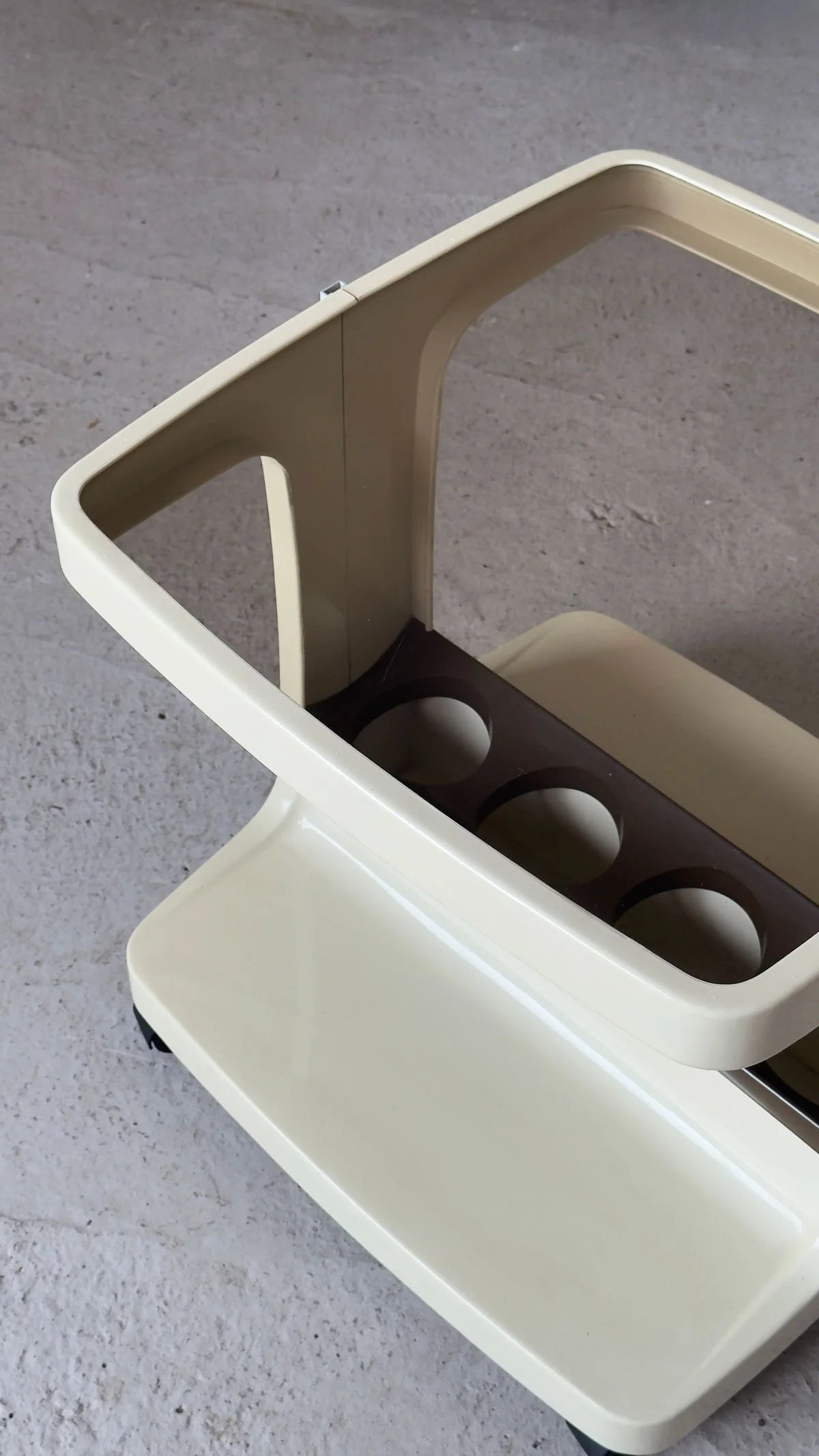 Marc Held, Cream Smoked Glass Coffee Table / Drinks Trolley, c.1960s - Department