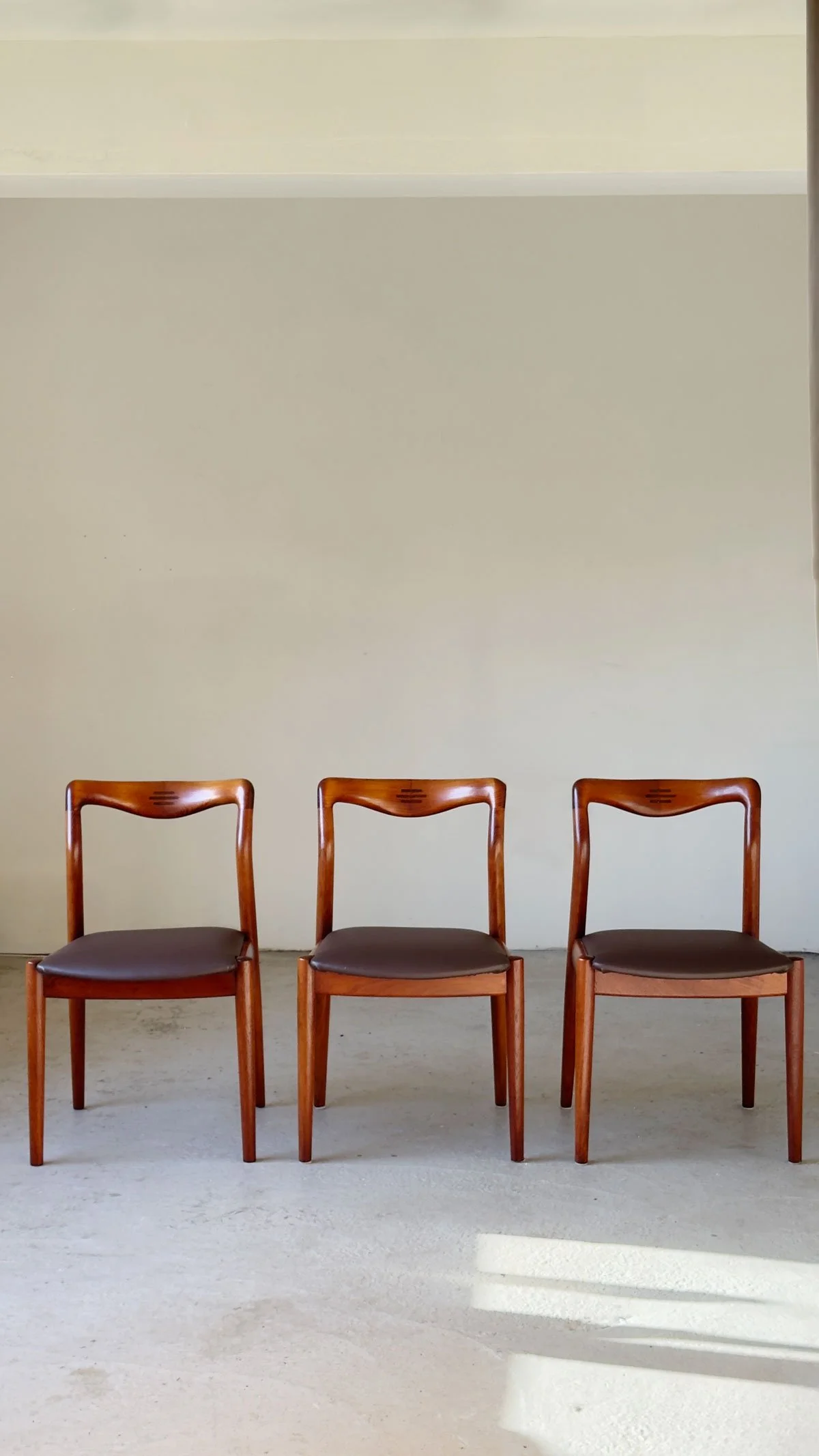 Rare Set of 6 Henry Walter Klein Teak Dining Chairs – Rosewood Joint Detail, Newly Upholstered - Department