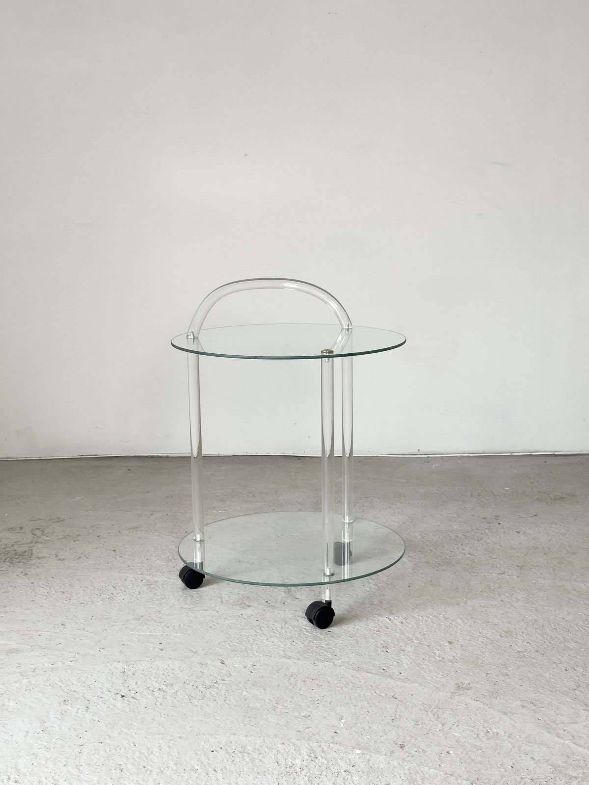 1980s Two-Tier Lucite & Glass Drinks Trolley on Castors - Department