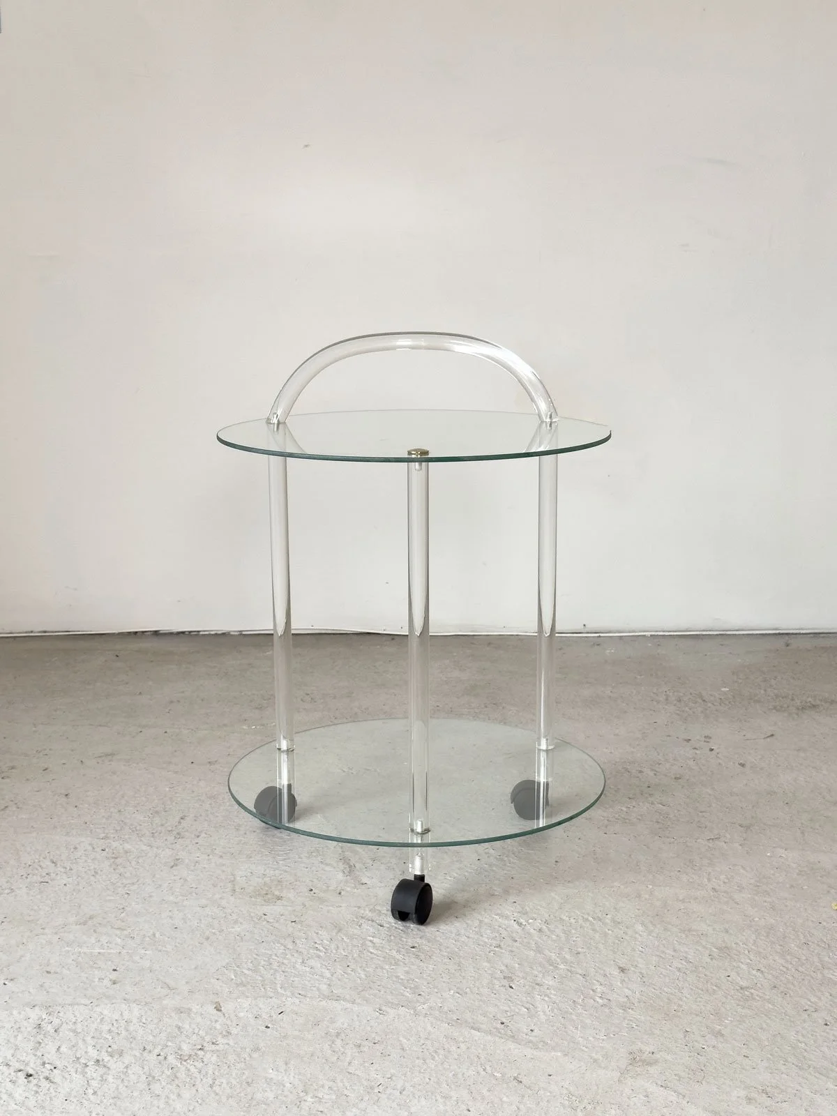1980s Two-Tier Lucite & Glass Drinks Trolley on Castors - Department