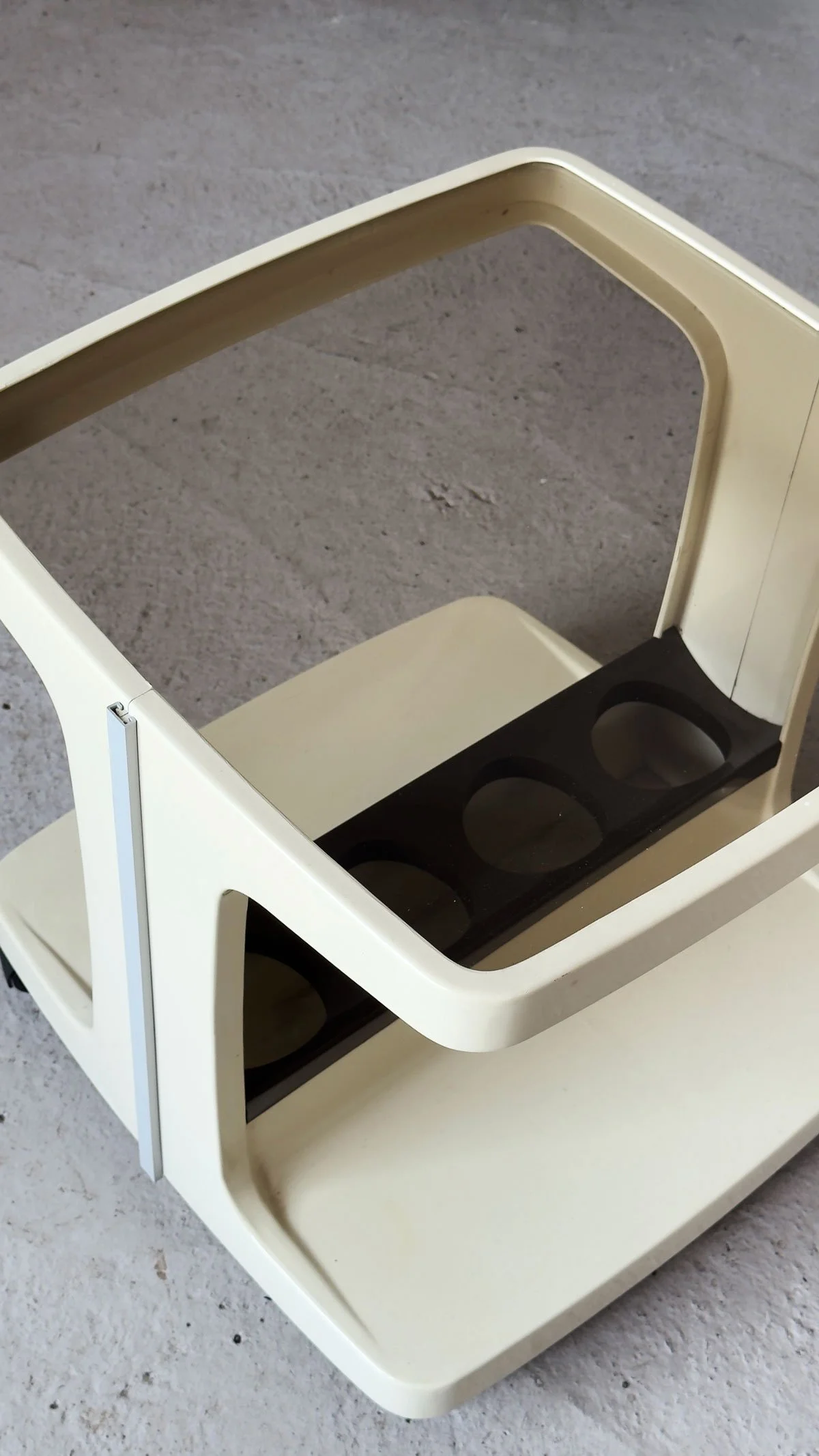 Marc Held, Cream Smoked Glass Coffee Table / Drinks Trolley, c.1960s - Department