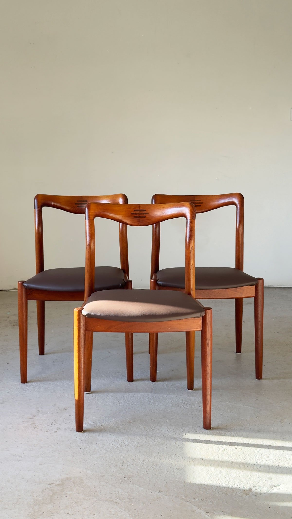 Rare Set of 6 Henry Walter Klein Teak Dining Chairs – Rosewood Joint Detail, Newly Upholstered - Department