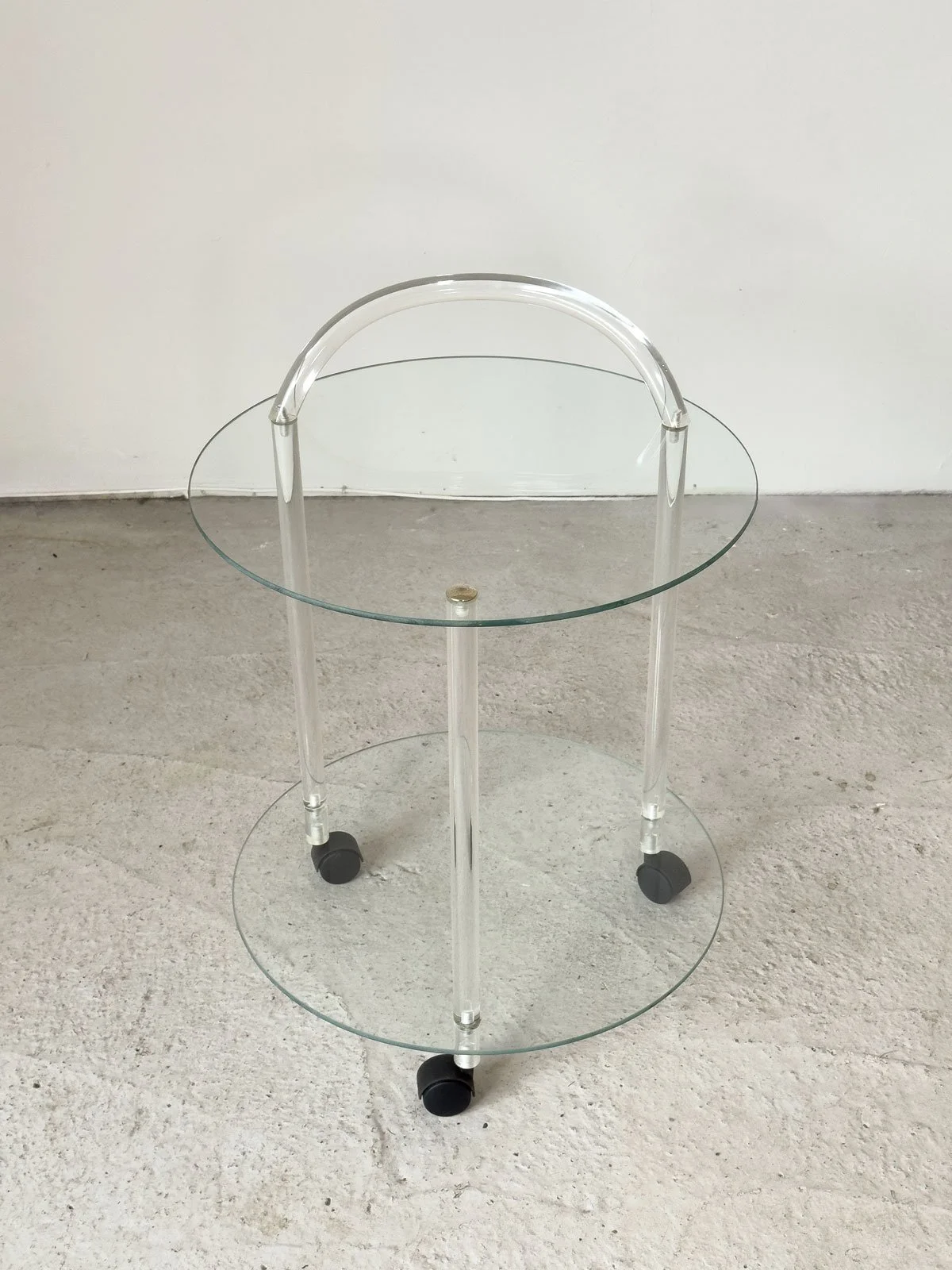 1980s Two-Tier Lucite & Glass Drinks Trolley on Castors - Department
