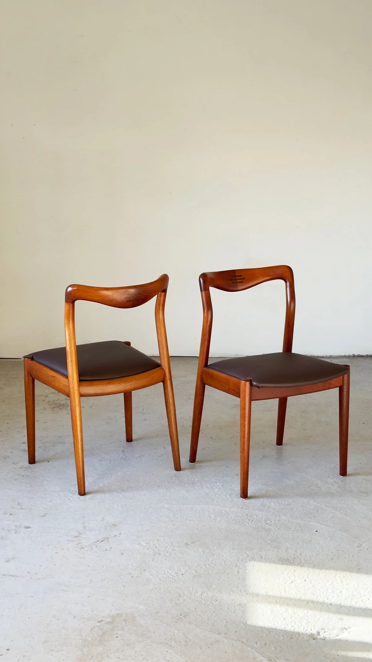 Rare Set of 6 Henry Walter Klein Teak Dining Chairs – Rosewood Joint Detail, Newly Upholstered - Department