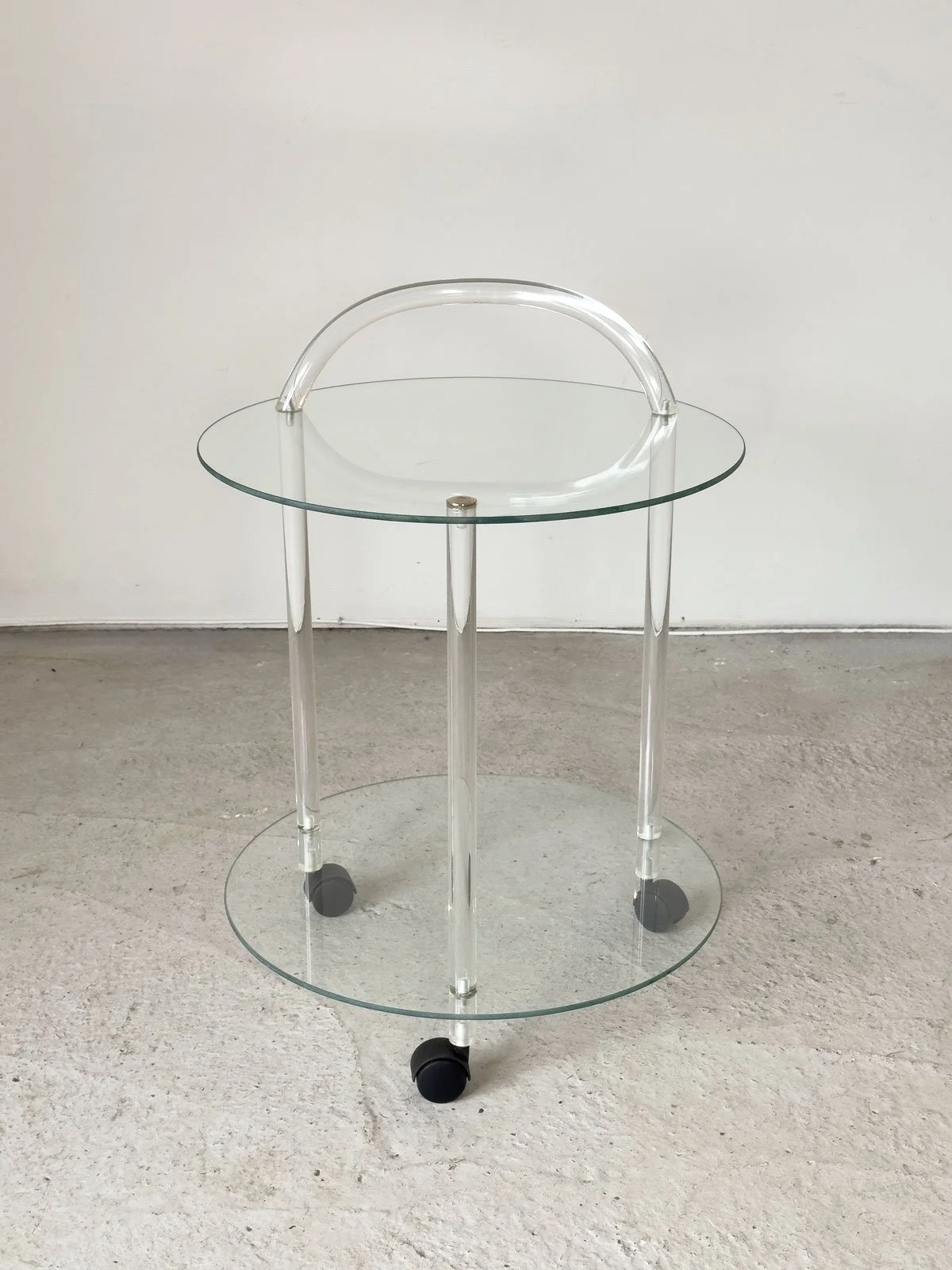 1980s Two-Tier Lucite & Glass Drinks Trolley on Castors - Department