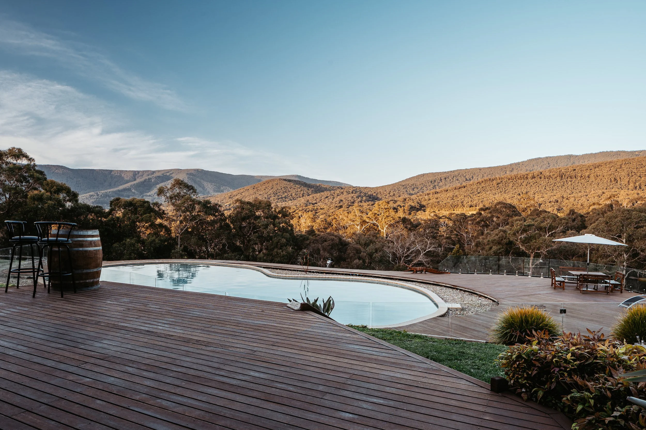 View from the decking of luxury short term rental airbnb in Yarra Junction eastern Victoria