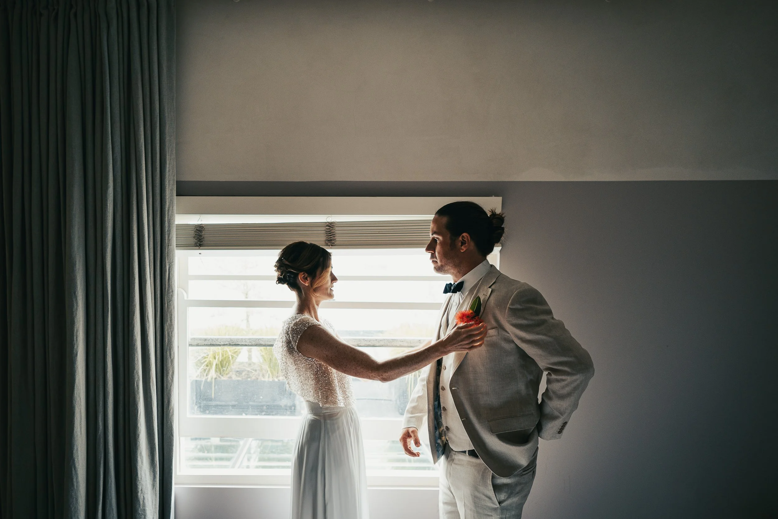 Couple getting ready together in the onsite hotel of The Prince St Kilda