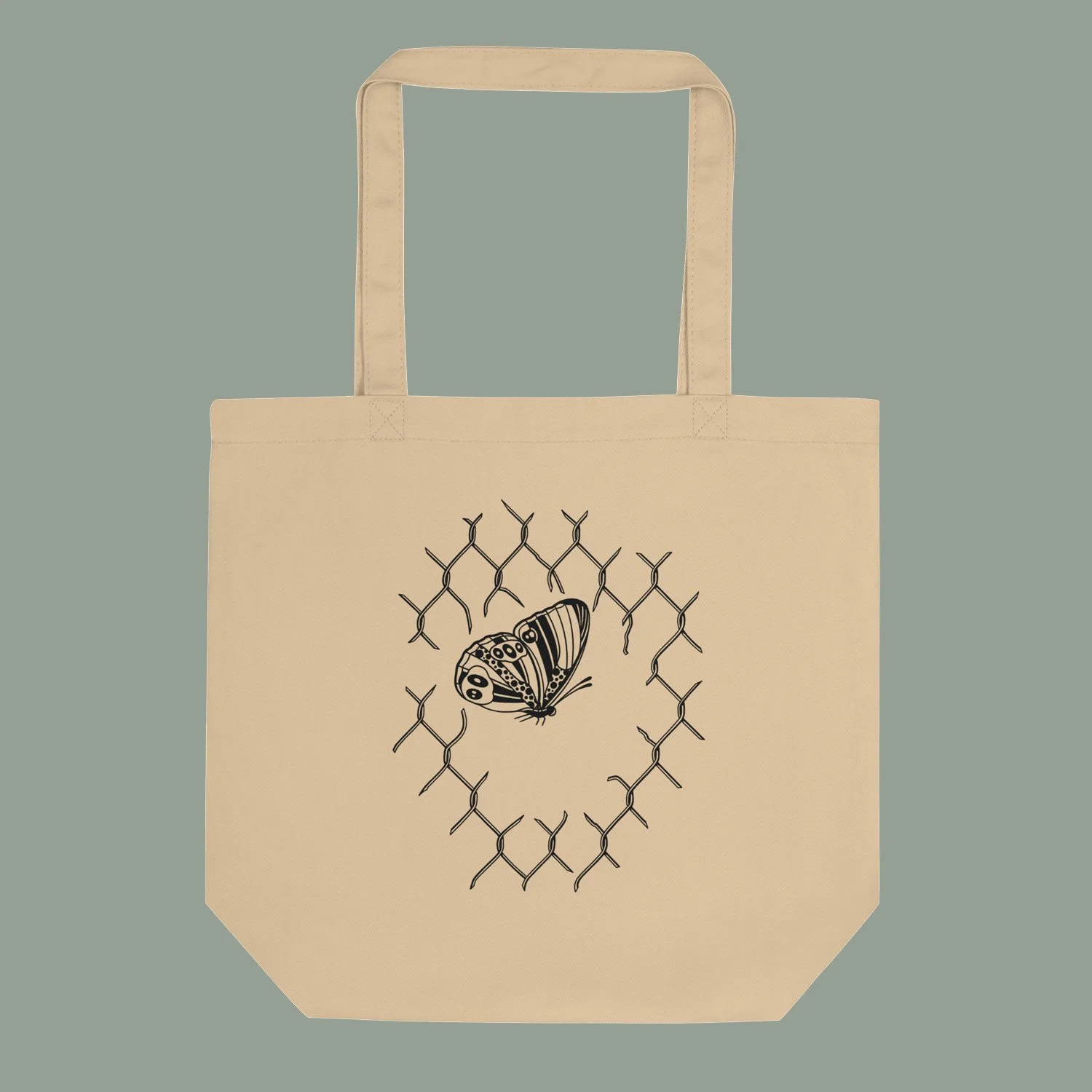 Broken-Fence-and-Butterflies-tote-one-sided-graphic-on-beige-shopping-tote.jpg