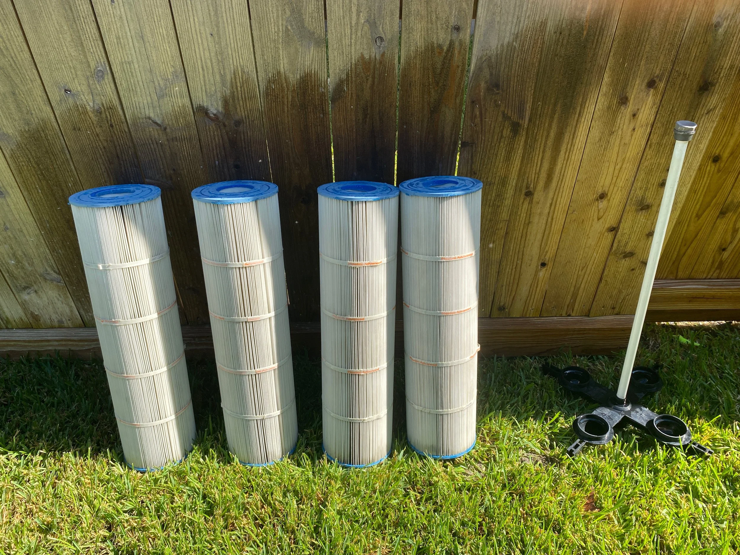picture of pool filter cartridges after they have been cleaned.