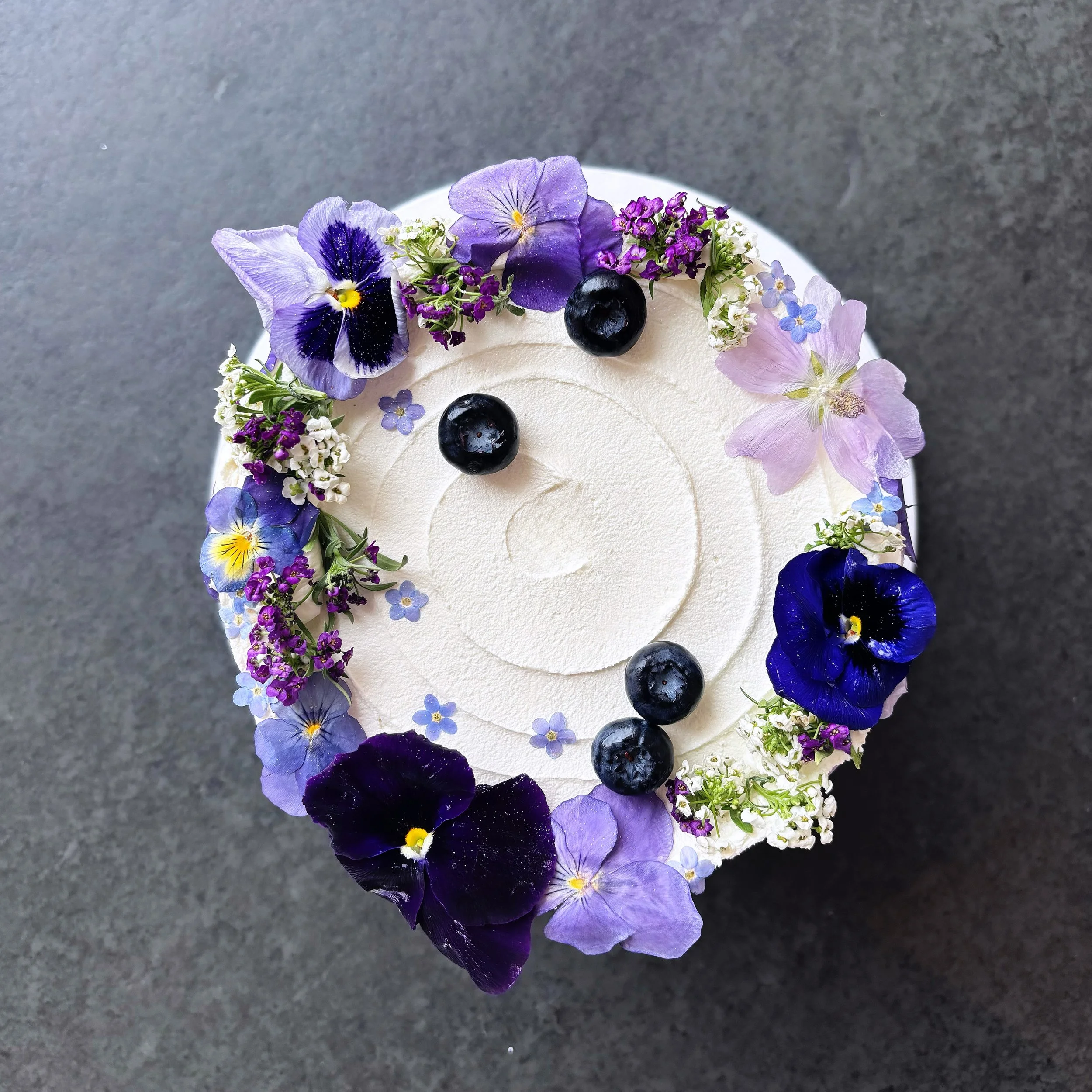 Edible flower wedding cake in Devon.