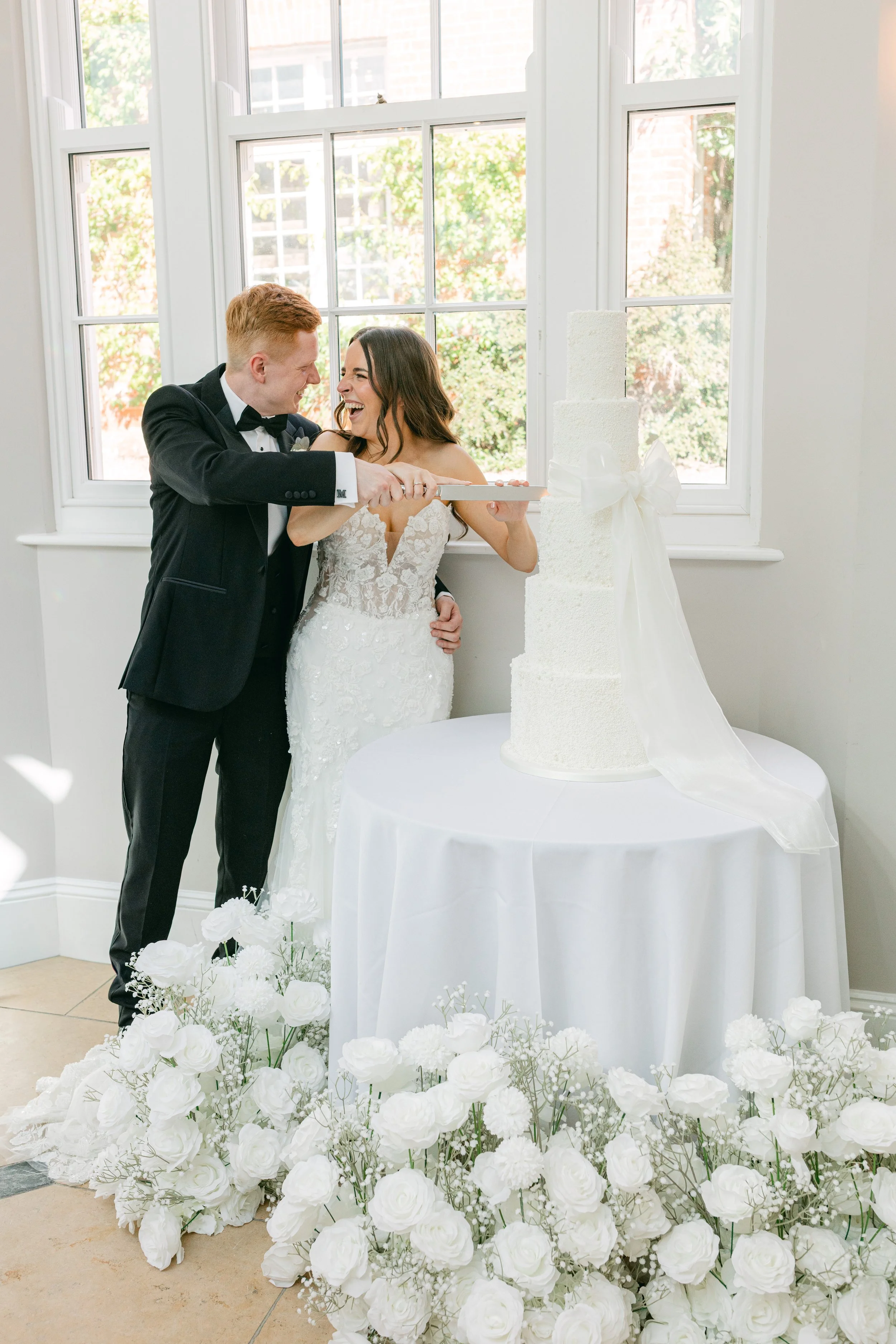 Bride and groom at Rockbeare Manor.