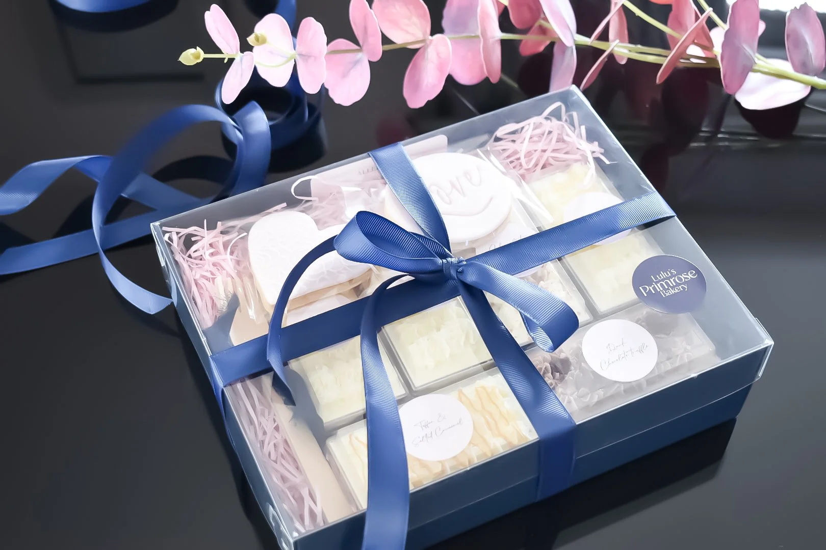 Wedding cake sample tasting box.