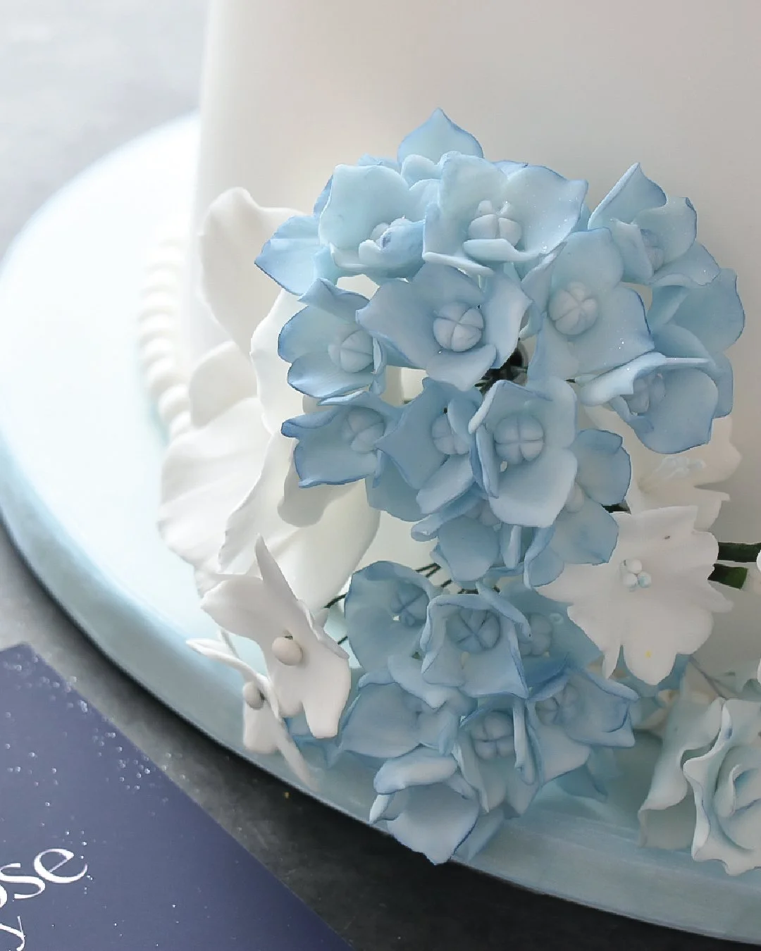 Handmade blue hydrangeas.