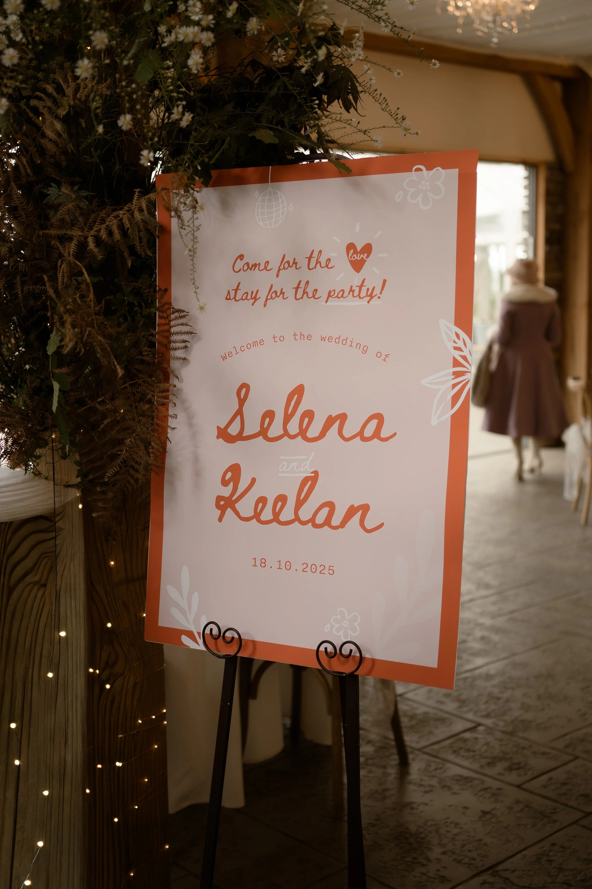 Wedding welcome sign at Beaconside House in Devon.