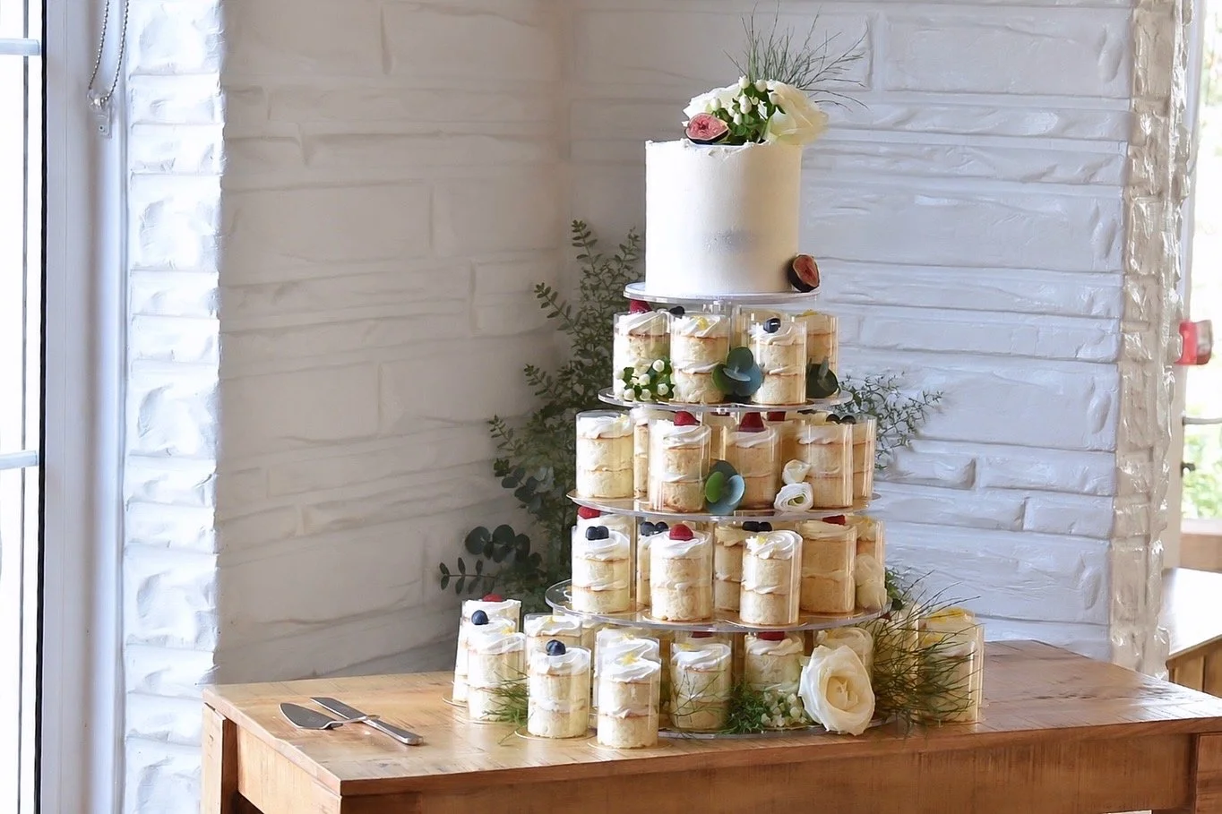 Wedding Cake and Mini-Caked tower / tiered cake display.
