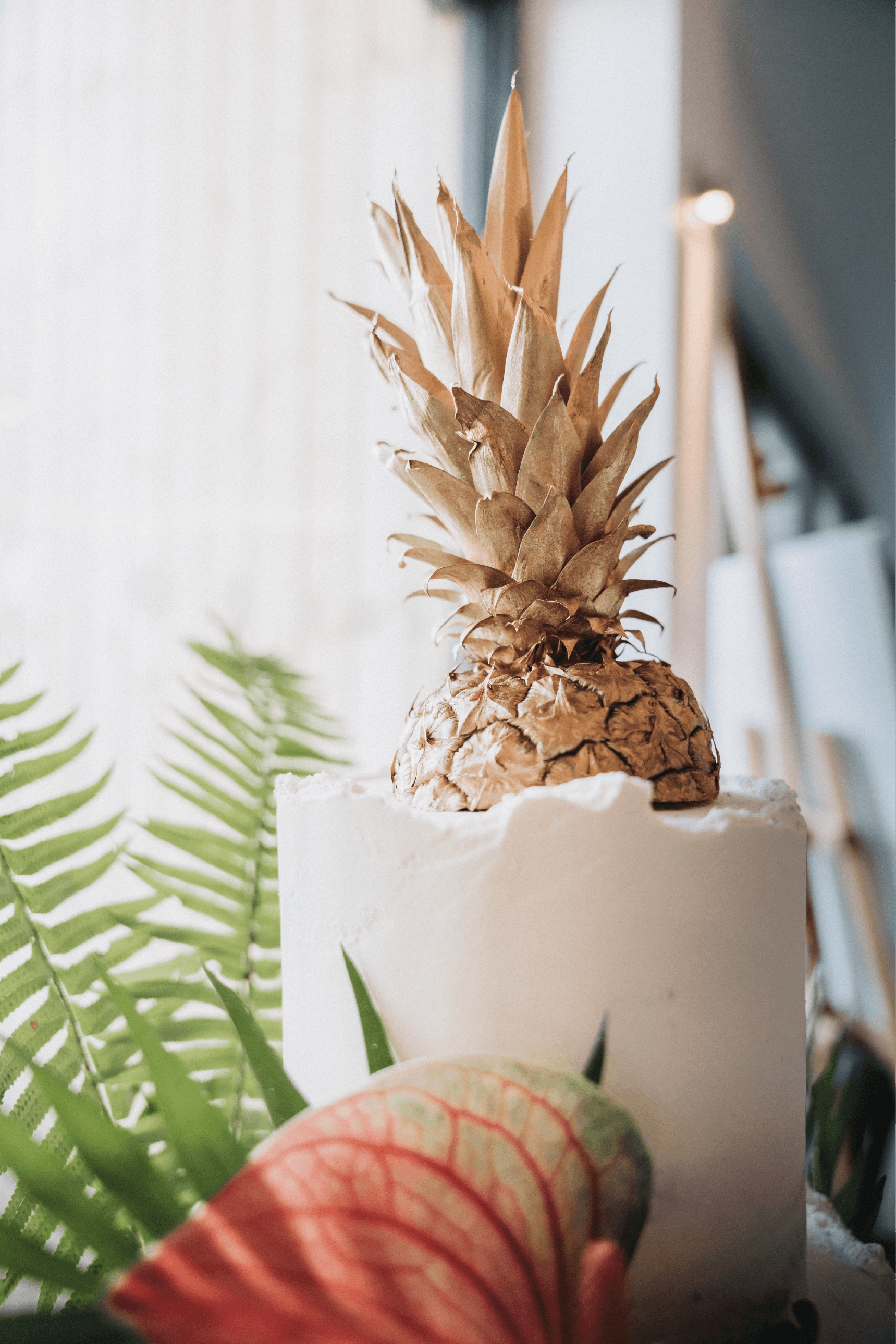 Tropical themed luxury wedding cake in Devon.