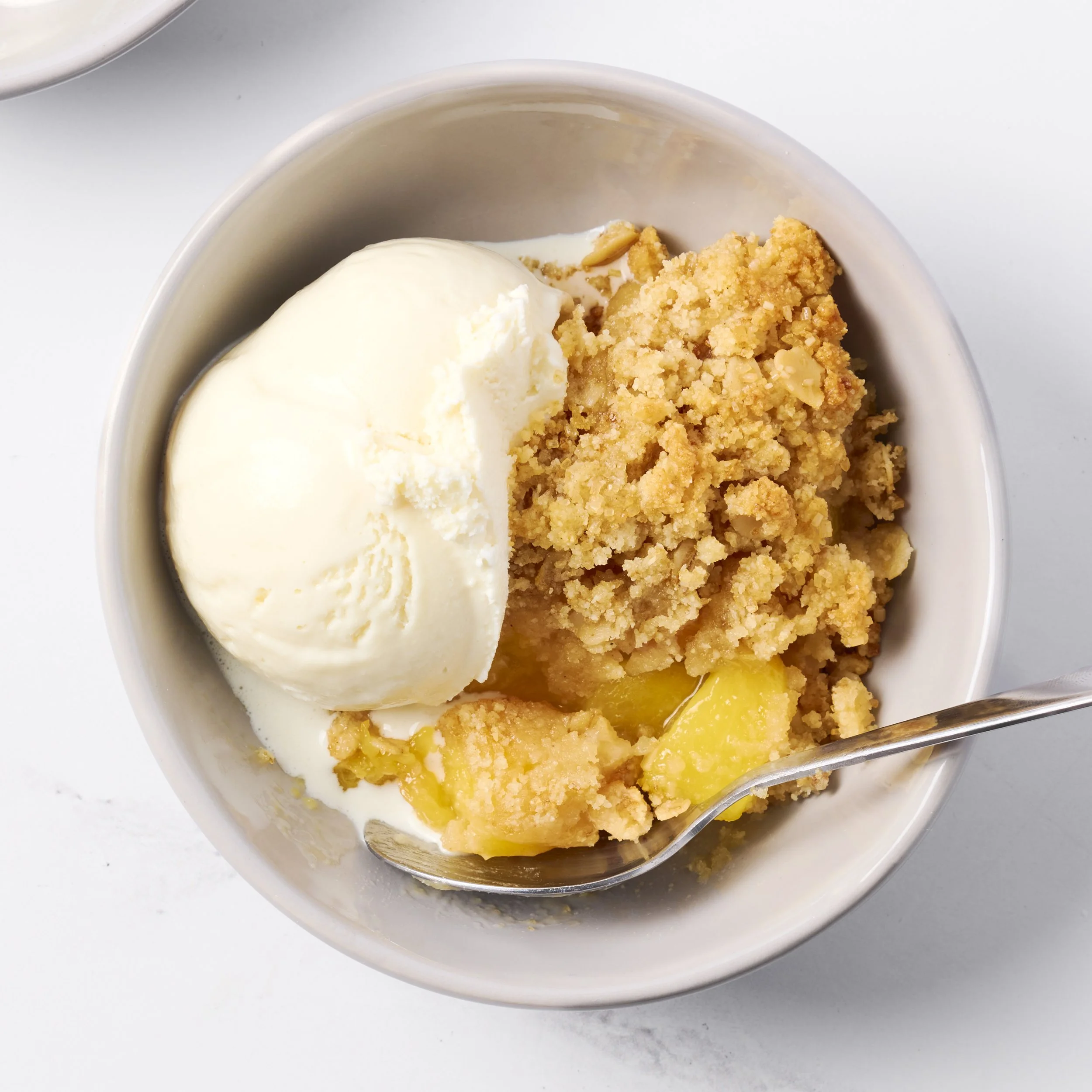 Gluten free lemon peach skillet crumble
