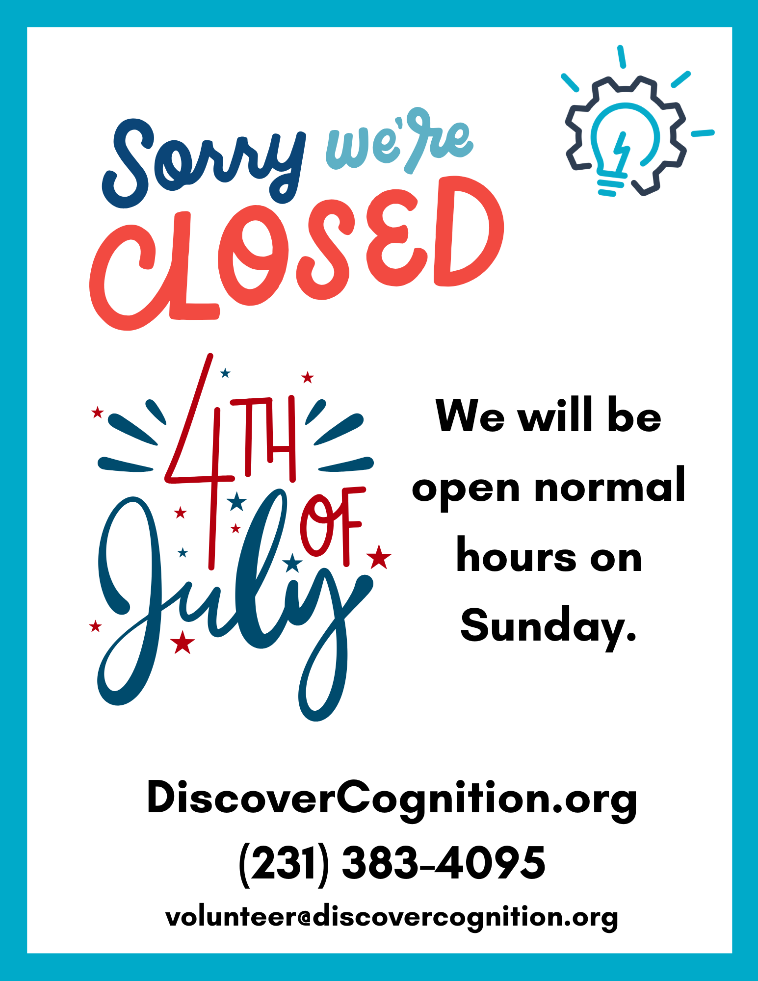 Closed for 4th of July 