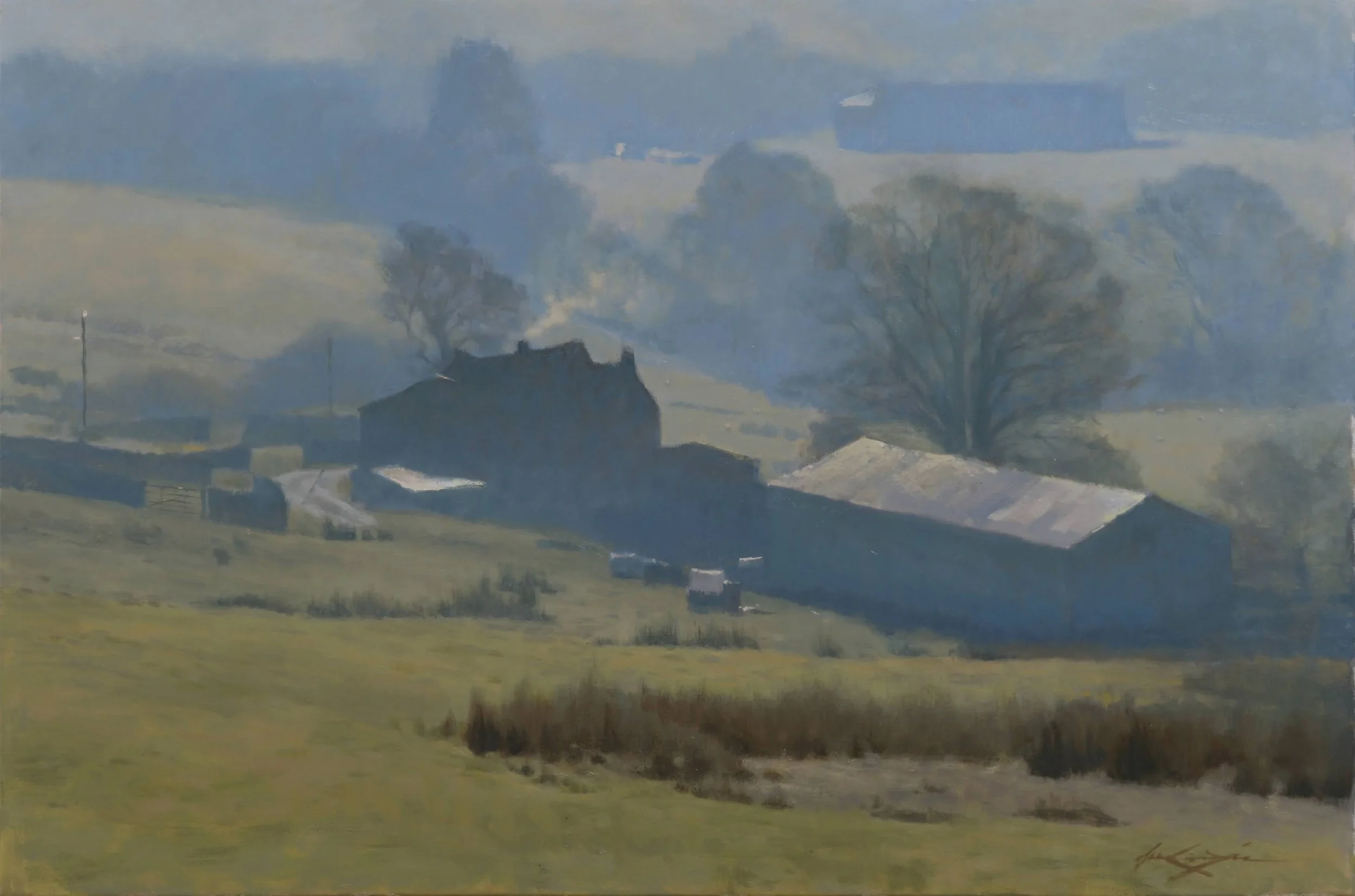 "Baysdale Farmhouse, Early Morning" 61 x 92 cm, oil on canvas