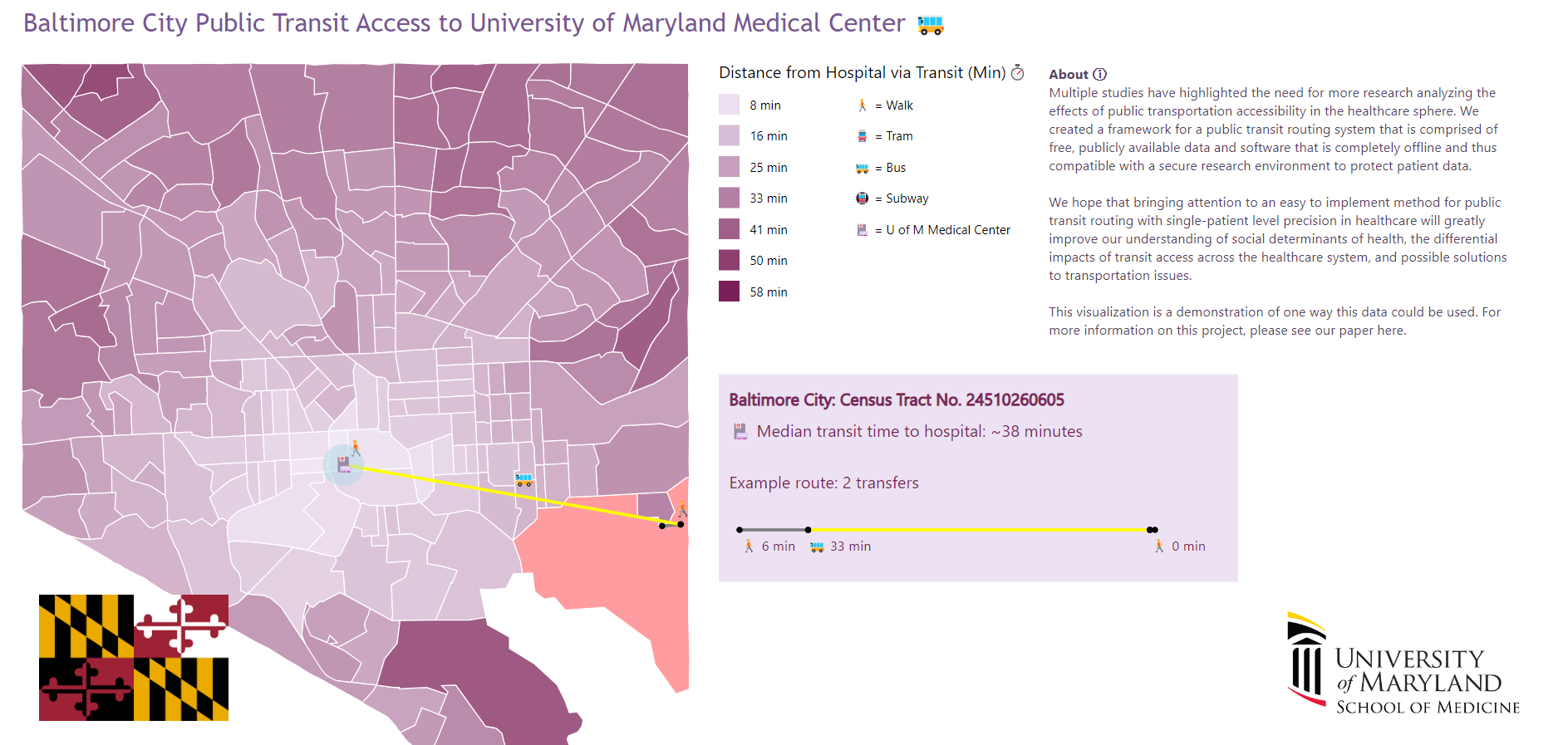 Baltimore Public Transit to UMMC (work in progress)