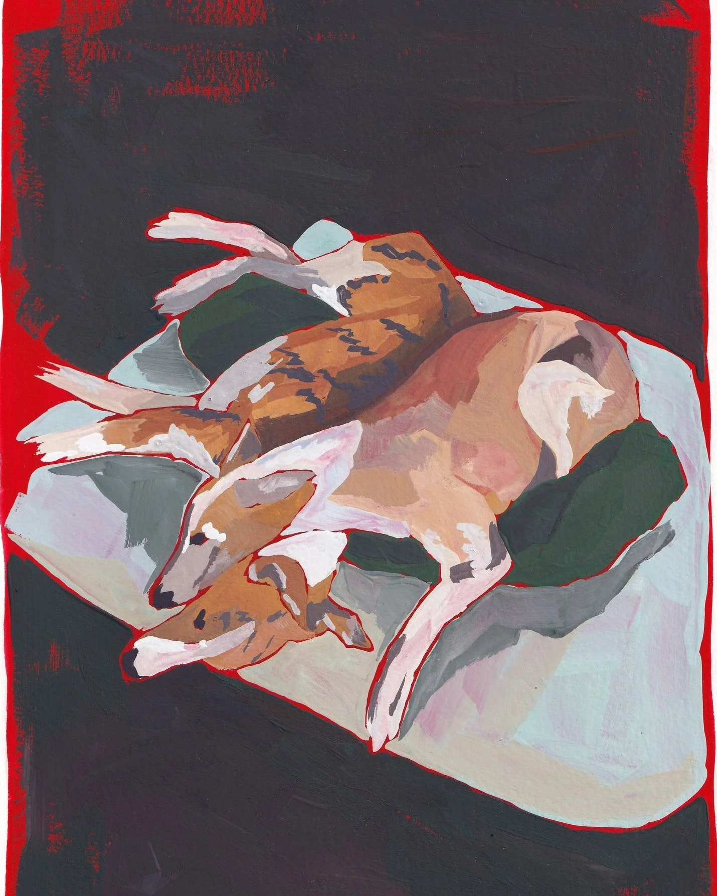 mother and son (Myrtle and Frank), a quick study in gouache. Lots of contented dogs and whippet cuddles for love month ❤️

 #whippet #whippetlife #dogs #dogsofinstagram #dogpainting #gouache #painting