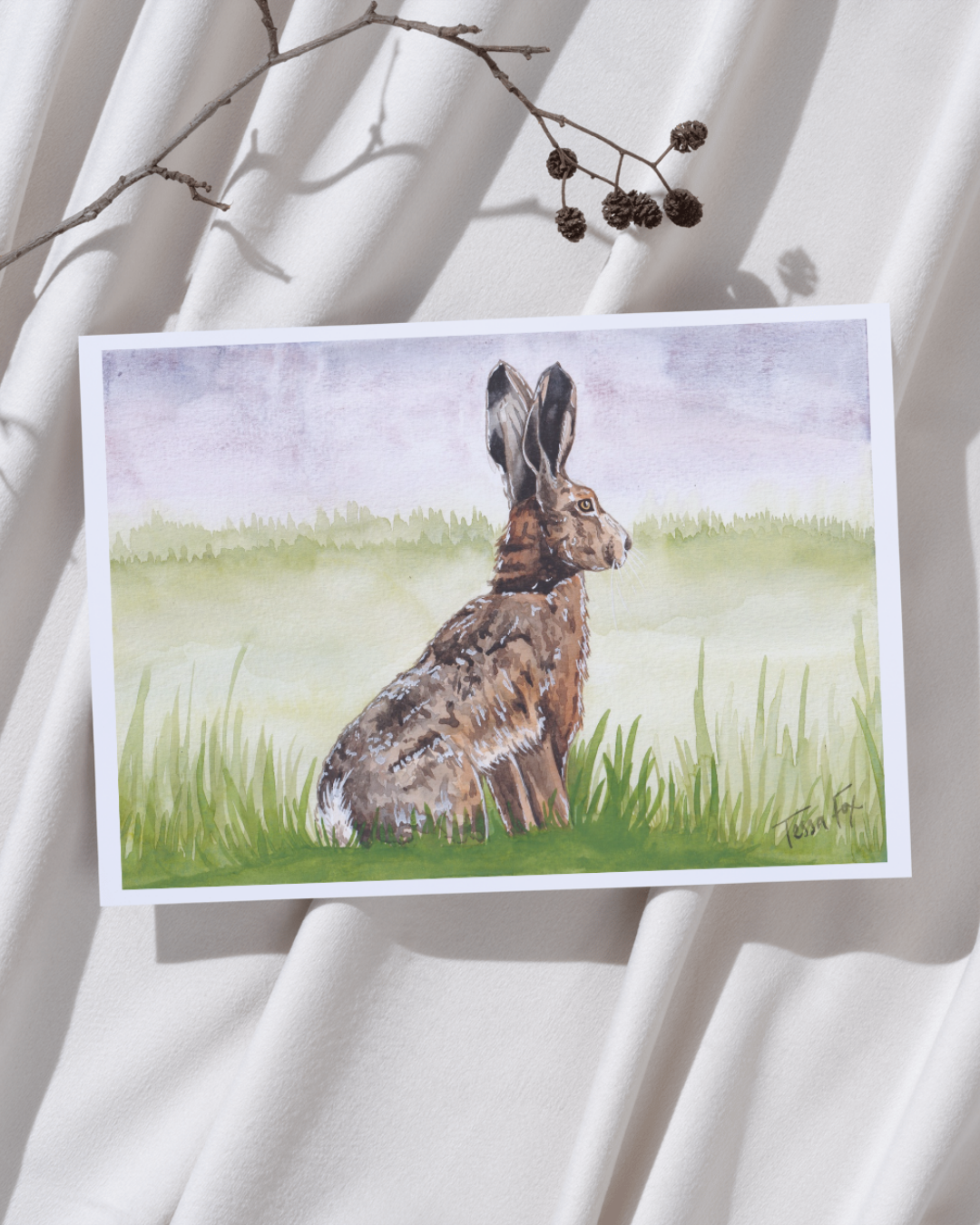 Hare Watercolour Print - British Wildlife Series
