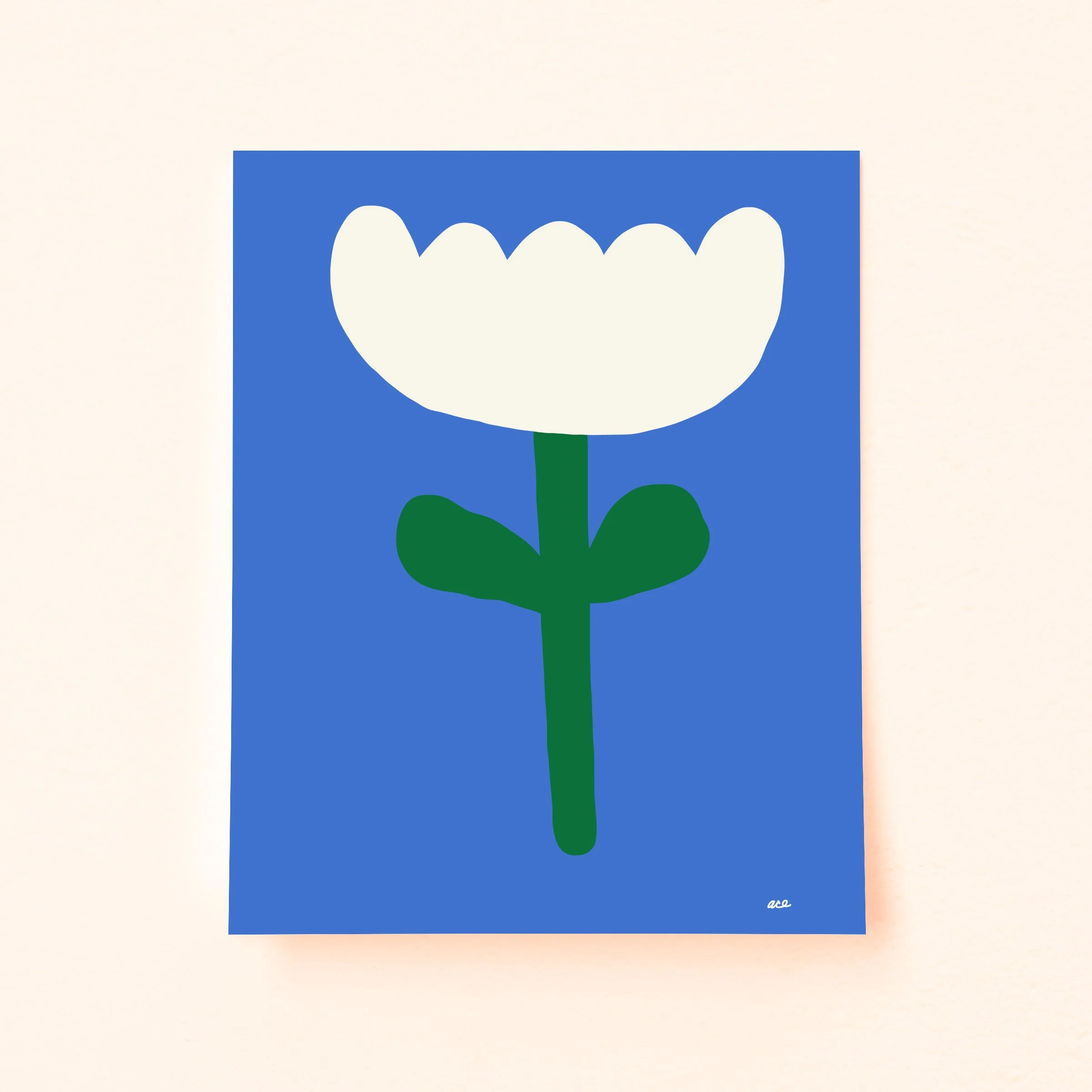 White Flower with Cobalt Blue