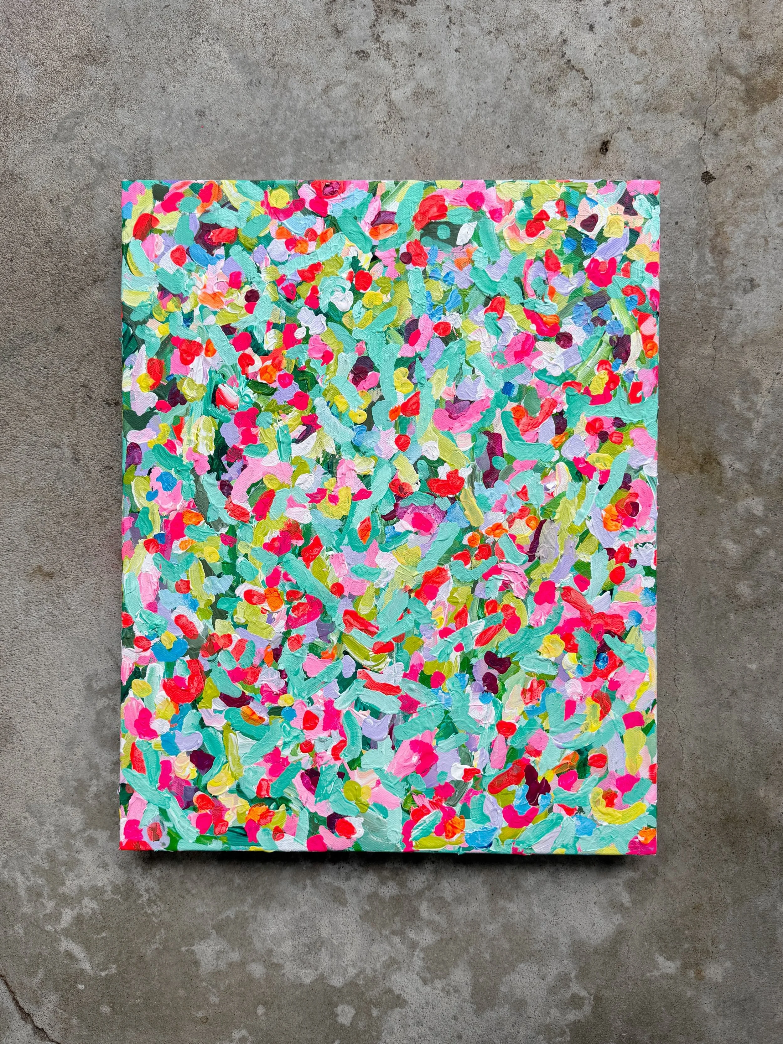 Happy Monday! I&rsquo;m so ready for fall, but I&rsquo;m going to miss all of the beautiful blooms in my garden. 

IConfetti Fields
16x20&rdquo;
Acrylic, Flashe, and gouache on deep canvas 
$400

#emergingartist #colorfieldartist #abstractartist #dop