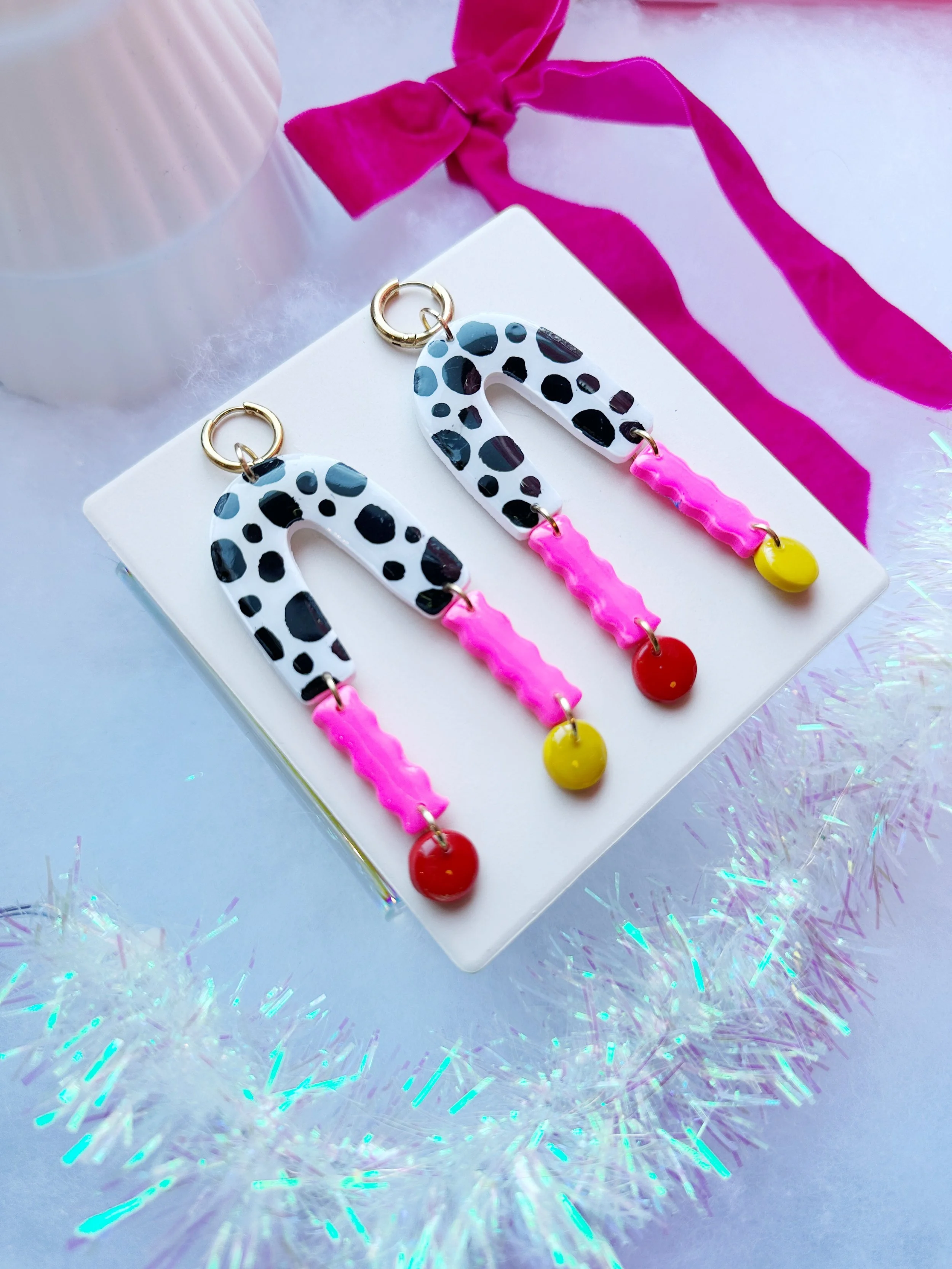 Large Fancy Cow Print Danglies
