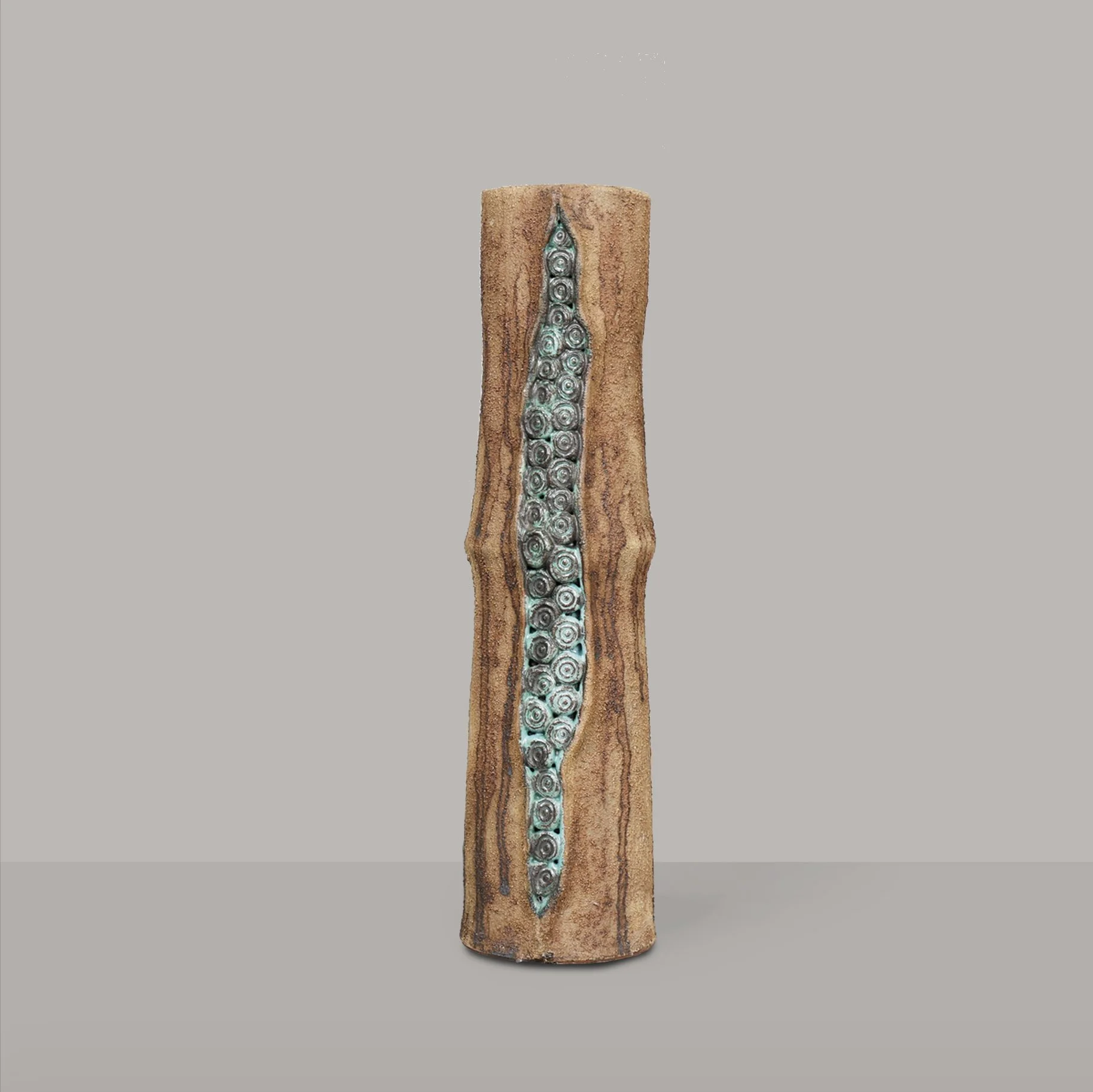 Tall Sculptural Brutalist Vase 3 by British Ceramicist Clive Brooker (1934 - 2005)