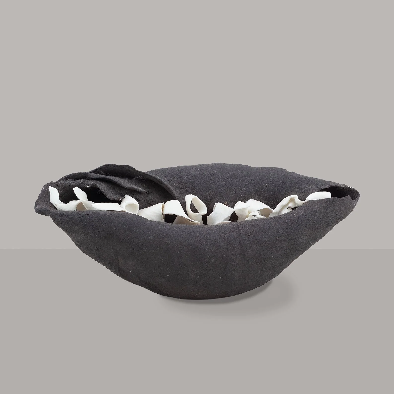 Small stoneware and porcelain pod sculpture, by Joy Trpkovic