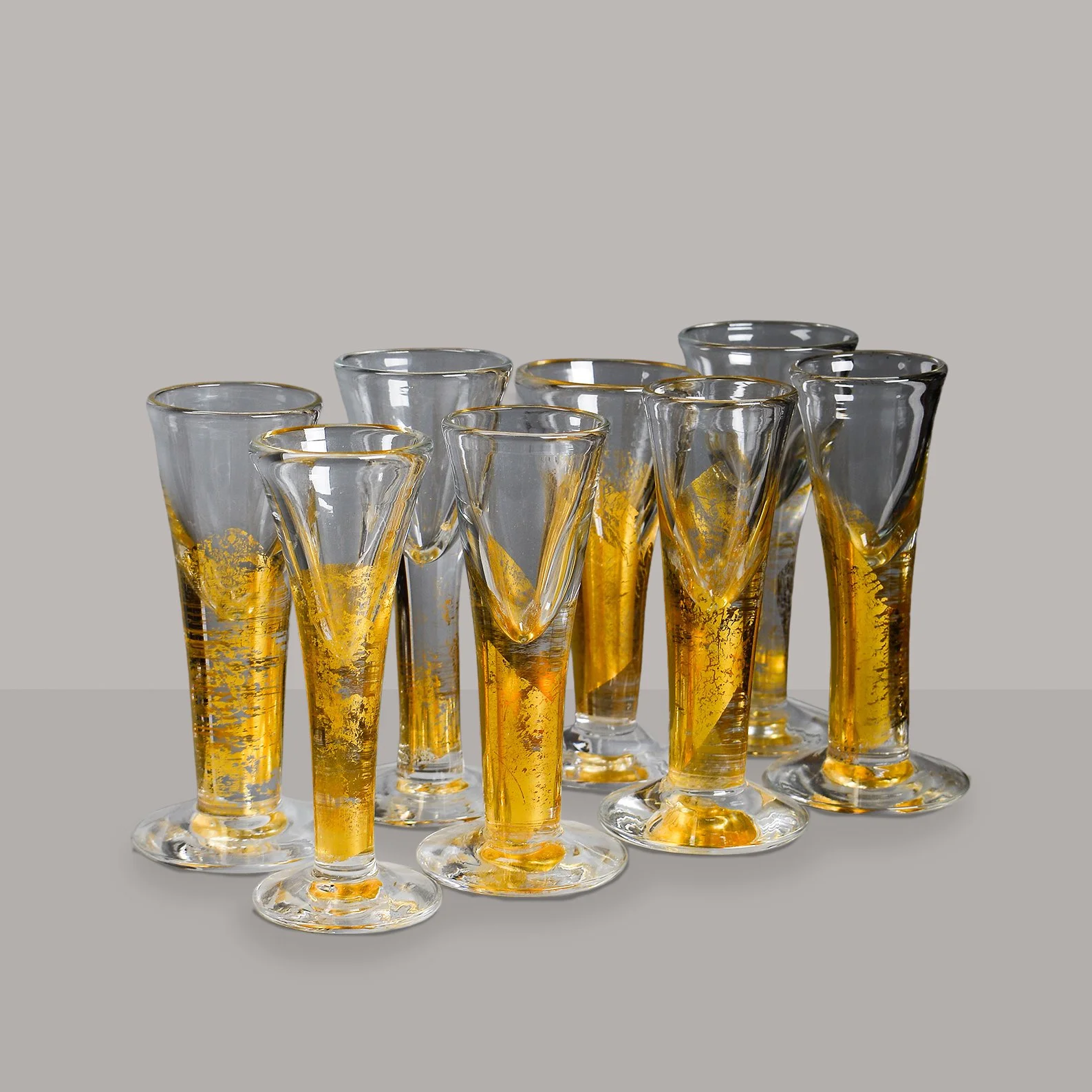 Set of eight 20th-century snaps glasses