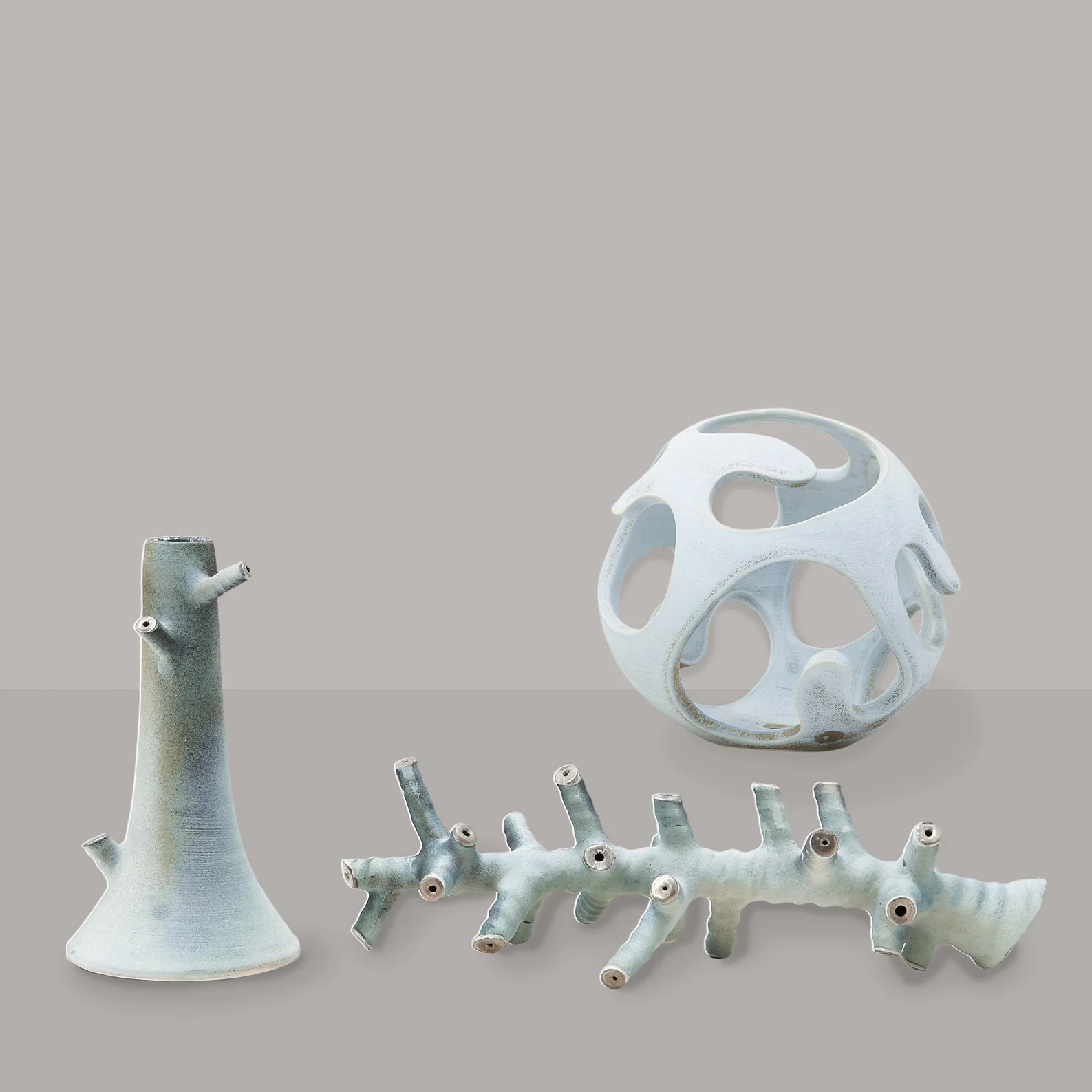 Porcelain Sculpture, Candlestick and Candle Holder, by Eva Zethraeus