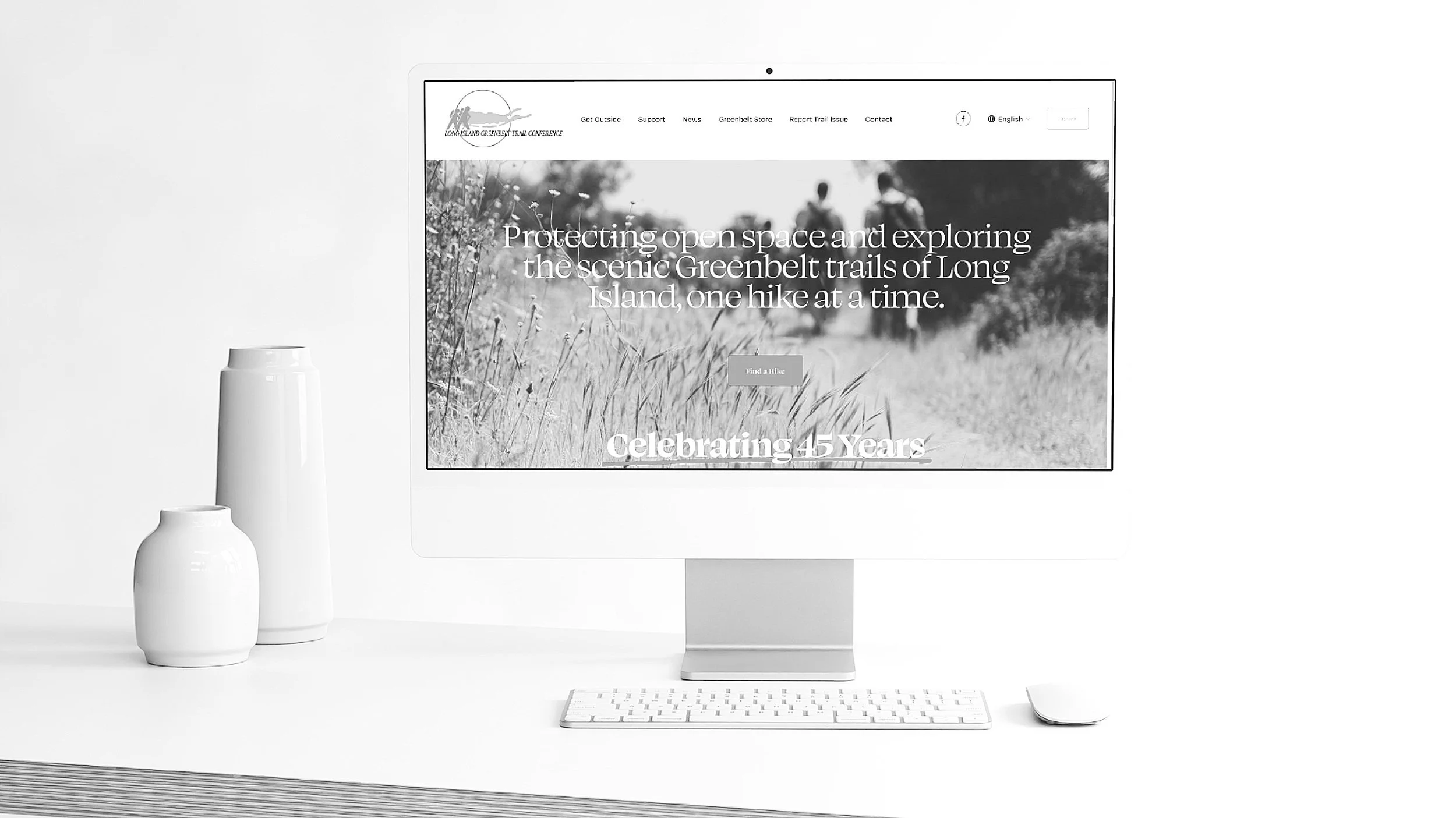 Long Island Greenbelt Trail Conference website design on desk