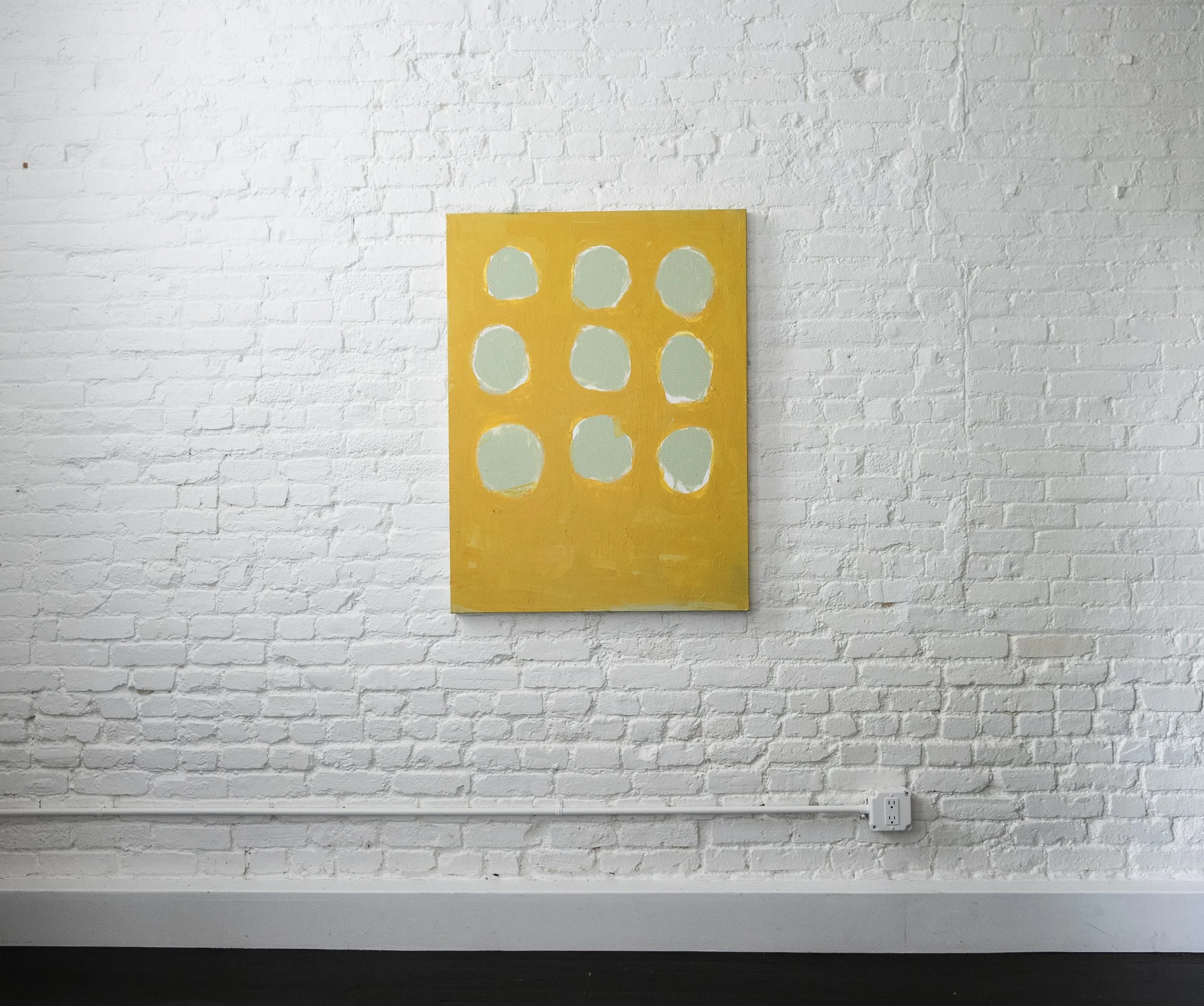 Forgot a Dot (Mustard) - 30" x 40" - Acrylic + Oil Stick on Stretched Canvas 